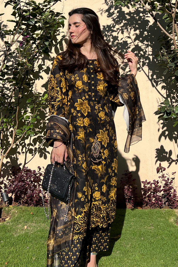 Best Selling - Black Gold Embroidered Dress