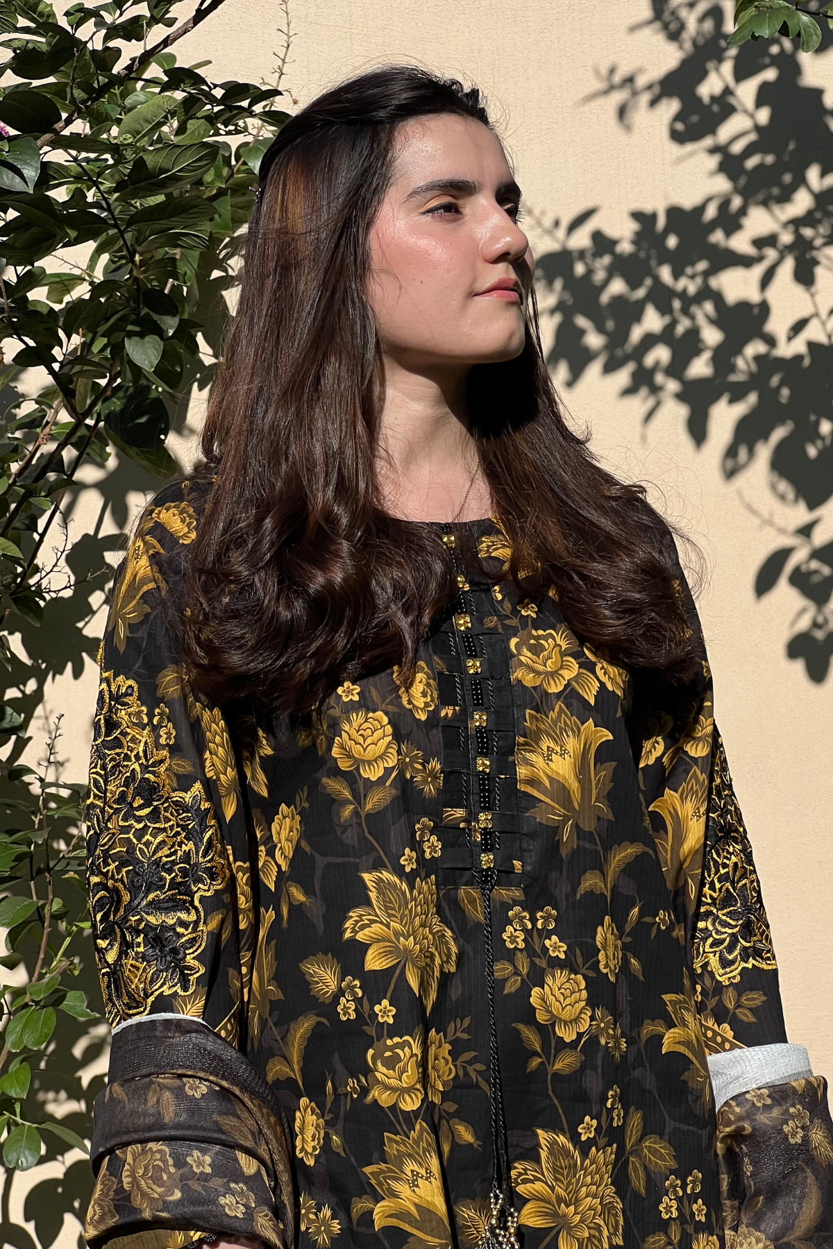 Black Gold Embroidered Dress