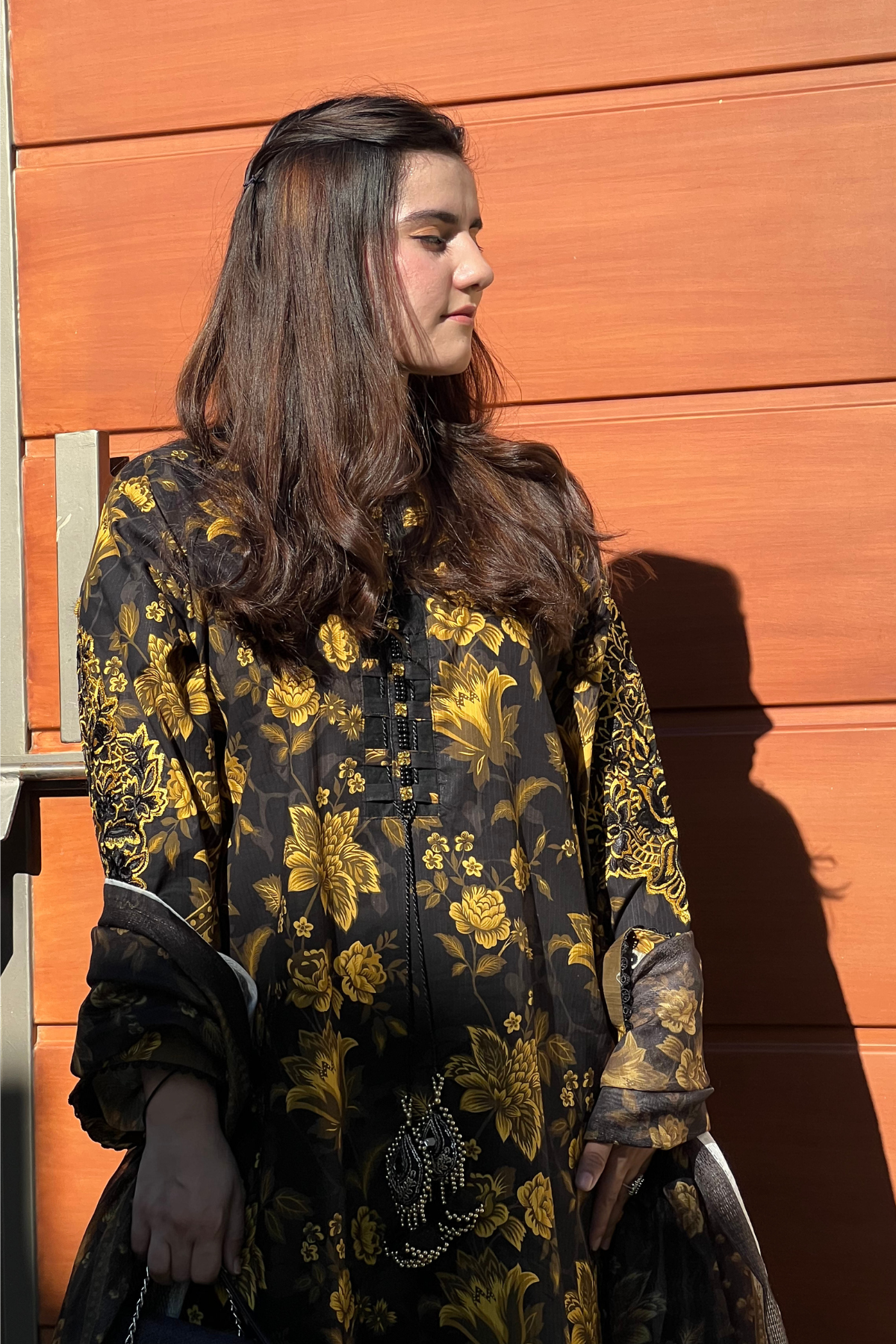 Black Gold Embroidered Dress