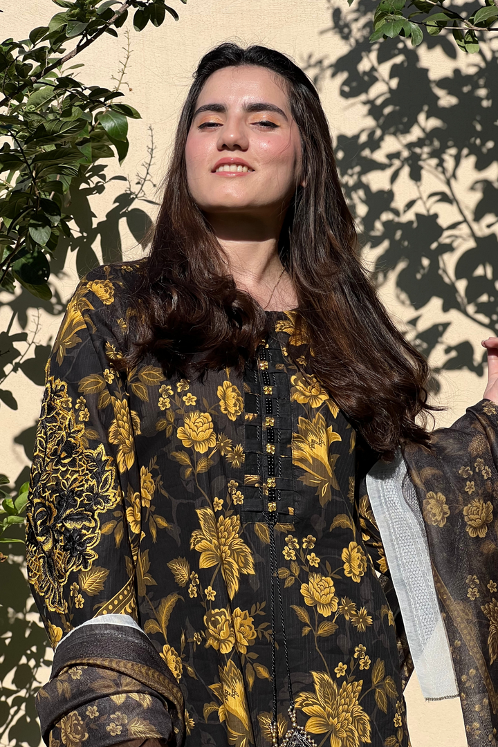 Best Selling - Black Gold Embroidered Dress