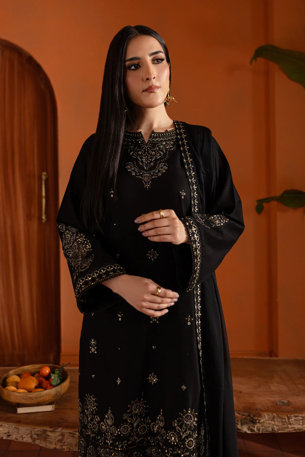 Best Selling - Black Magisk 3Pc Embroidered Dress - Warisha Pret
