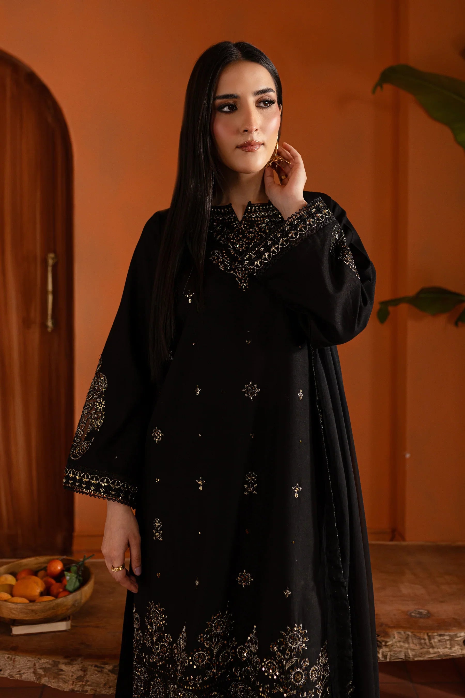 Black Magisk 3Pc Embroidered Dress Black Magisk 3Pc Embroidered Dress