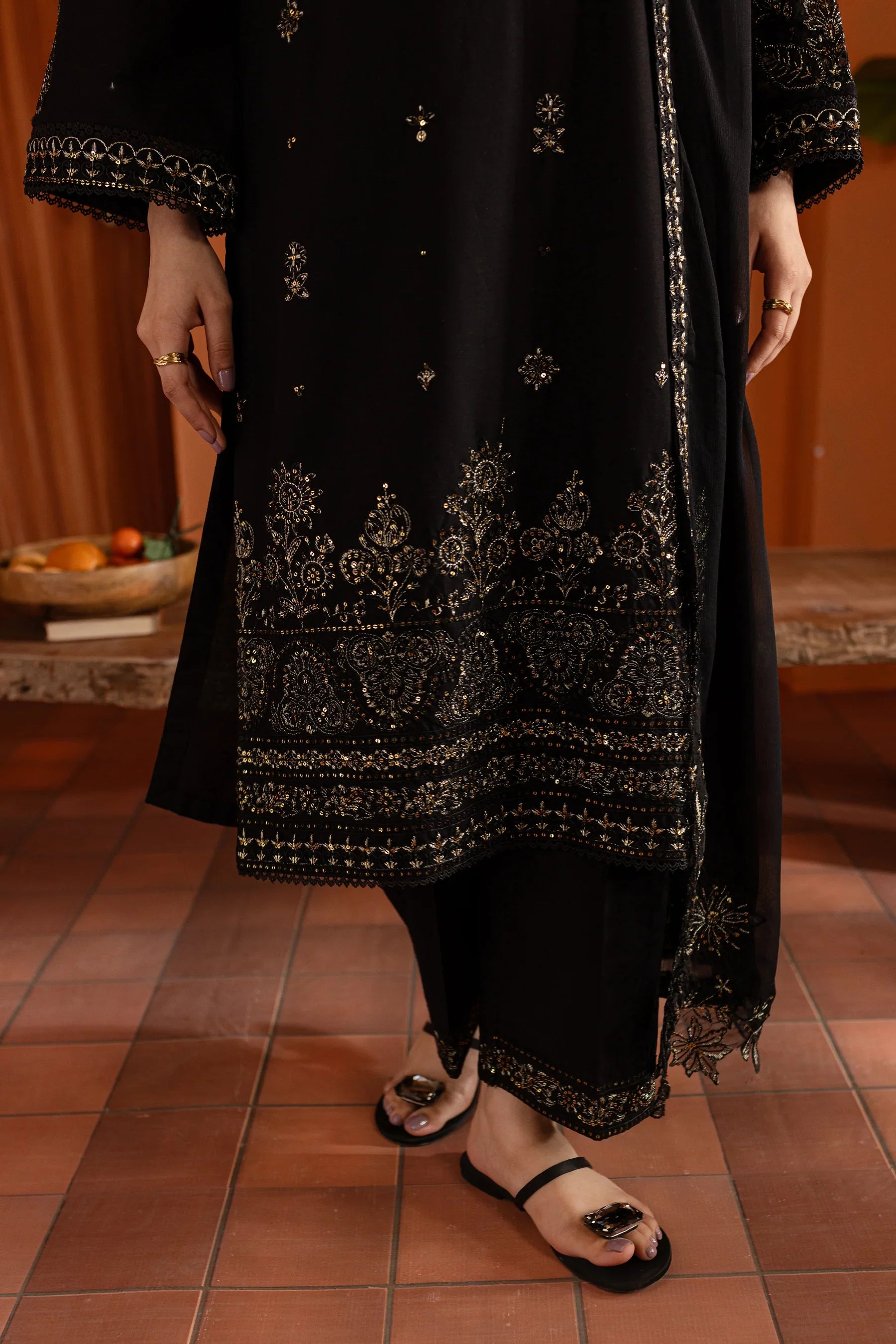 Black Magisk 3Pc Embroidered Dress Black Magisk 3Pc Embroidered Dress
