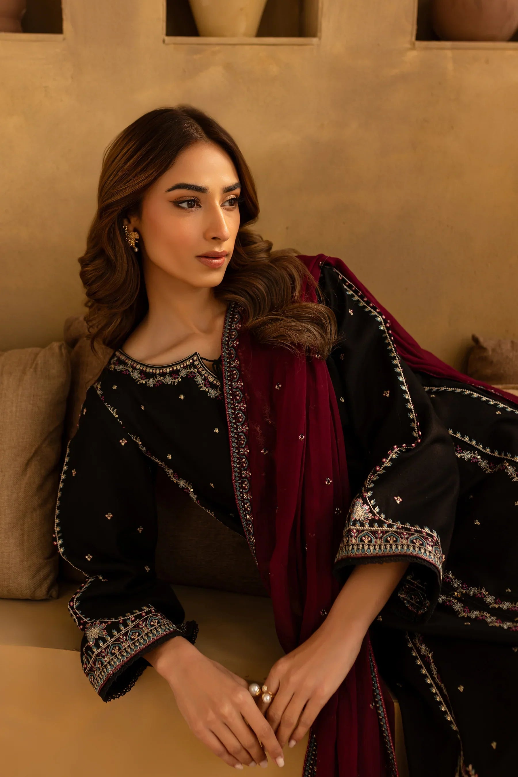 Dusk 3Pc Embroidered Dress