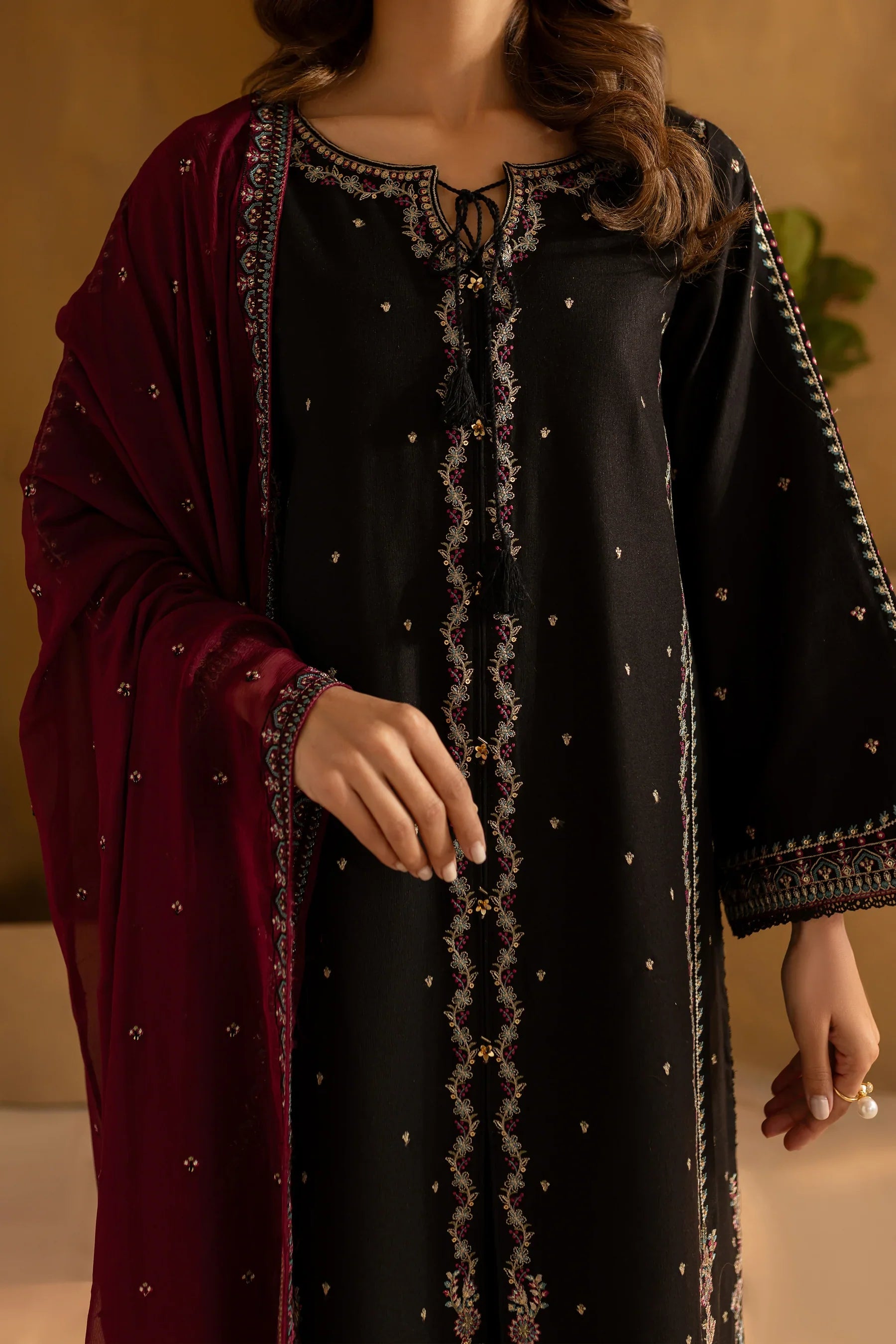 Dusk 3Pc Embroidered Dress