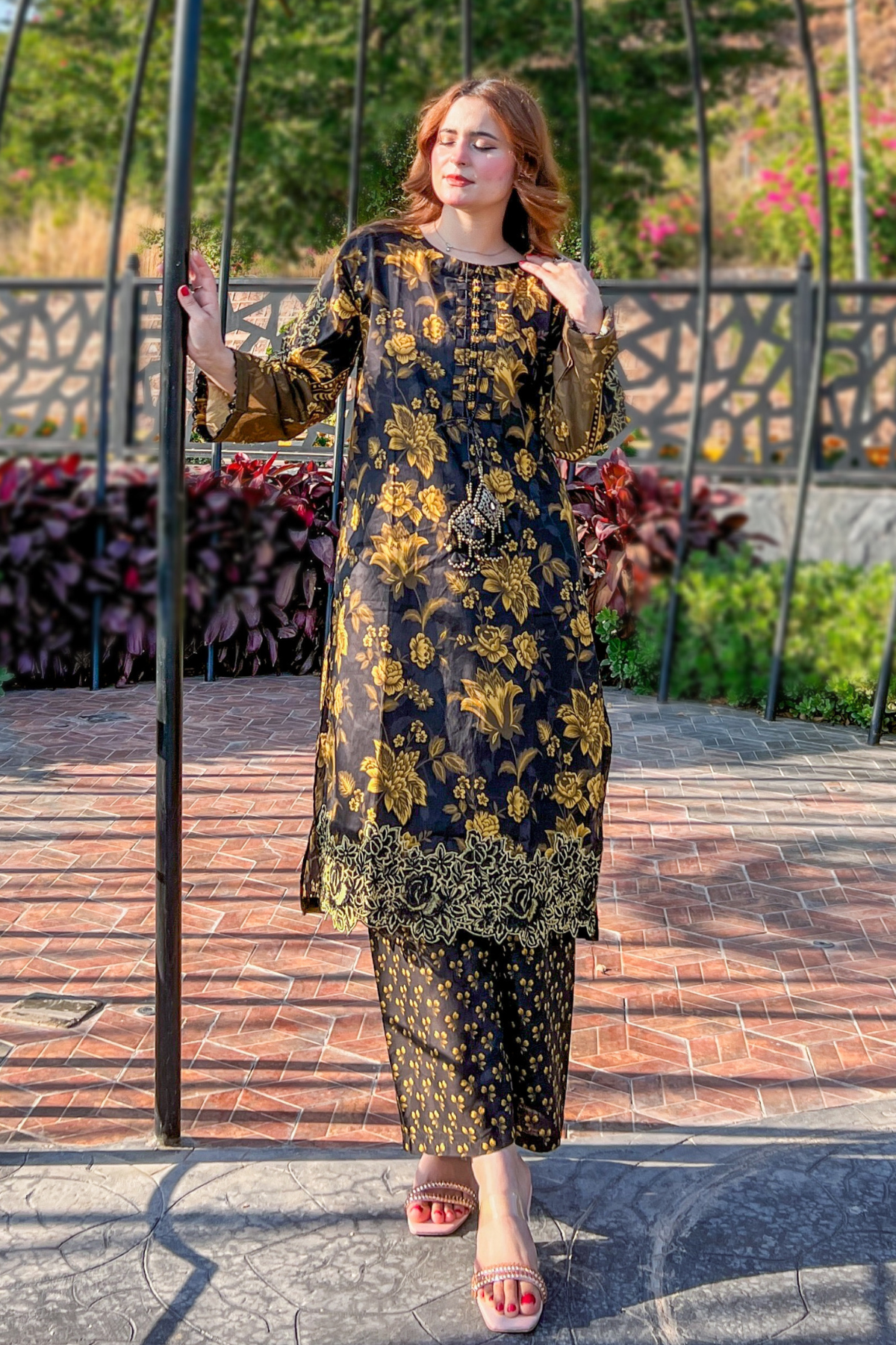 Enya 2Pc Embroidered Dress