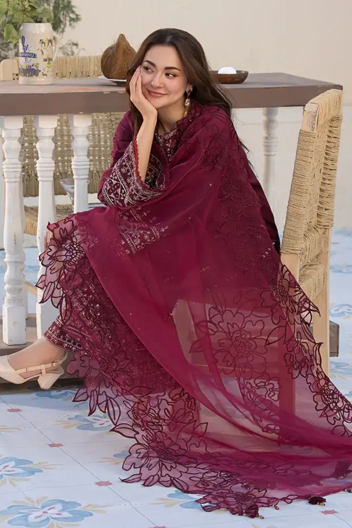 Flora 3Pc Embroidered Dress