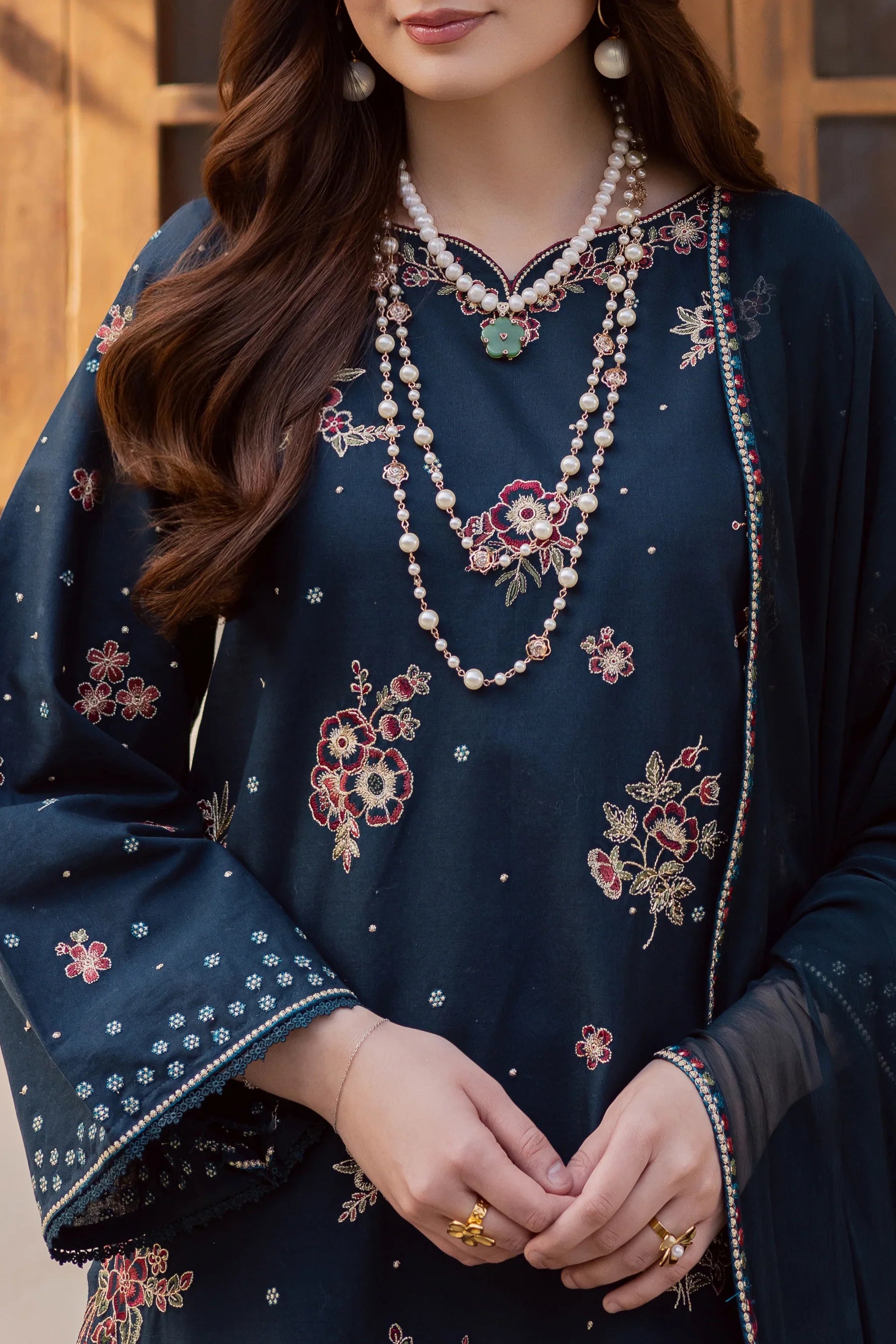 Gold Ocean 3Pc Embroidered Dress