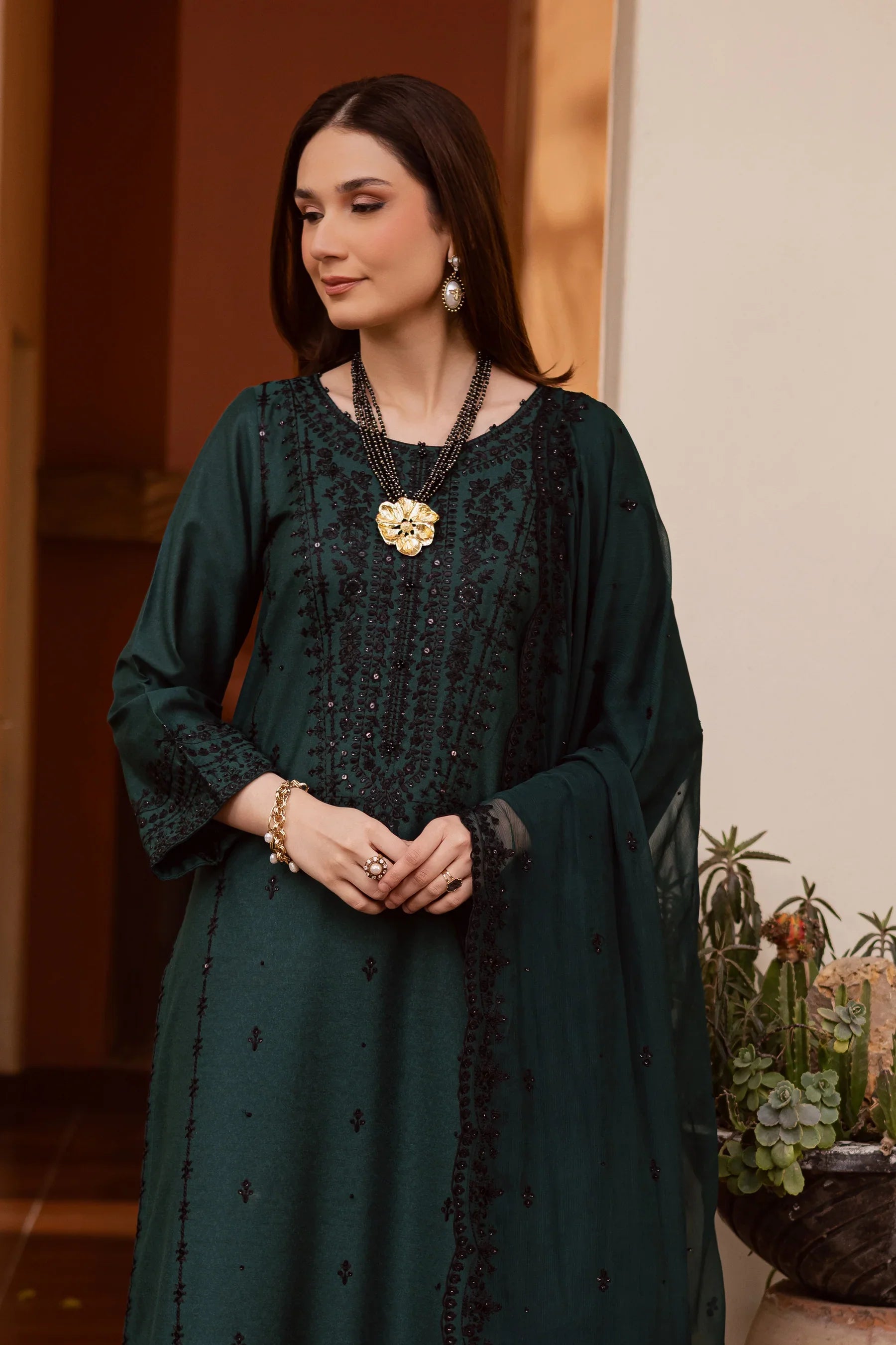 Green Lamia 3Pc Embroidered Festive Pret