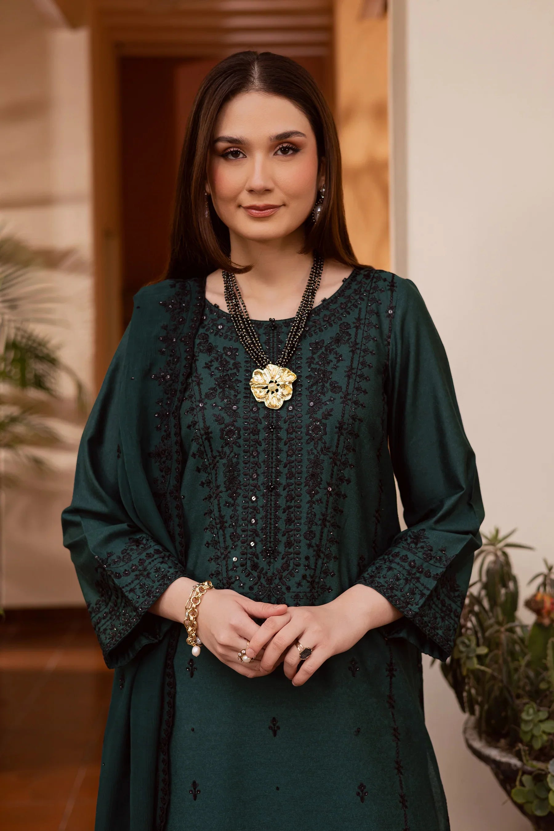 Green Lamia 3Pc Embroidered Festive Pret