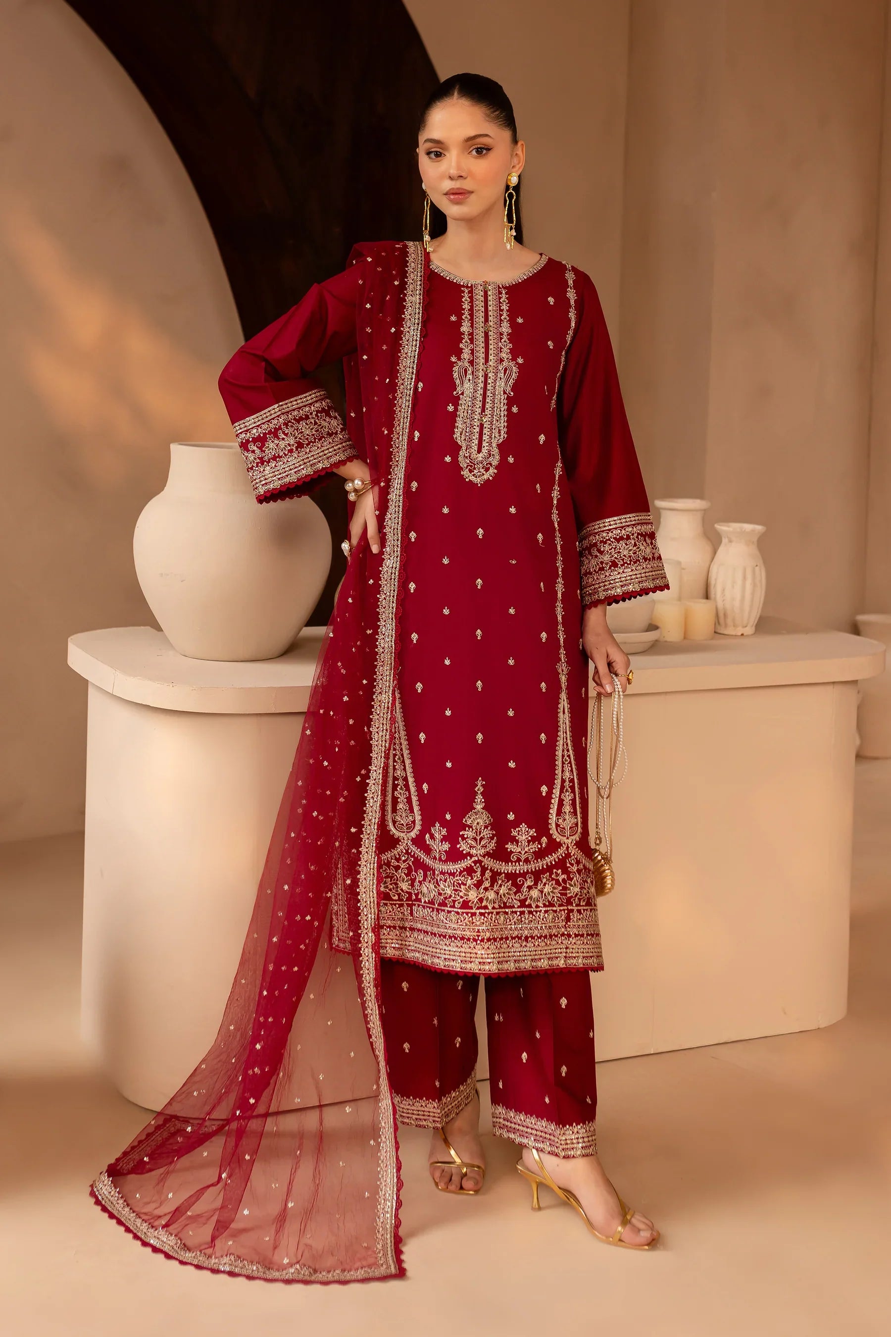 Hayzen 3Pc Embroidered Dress