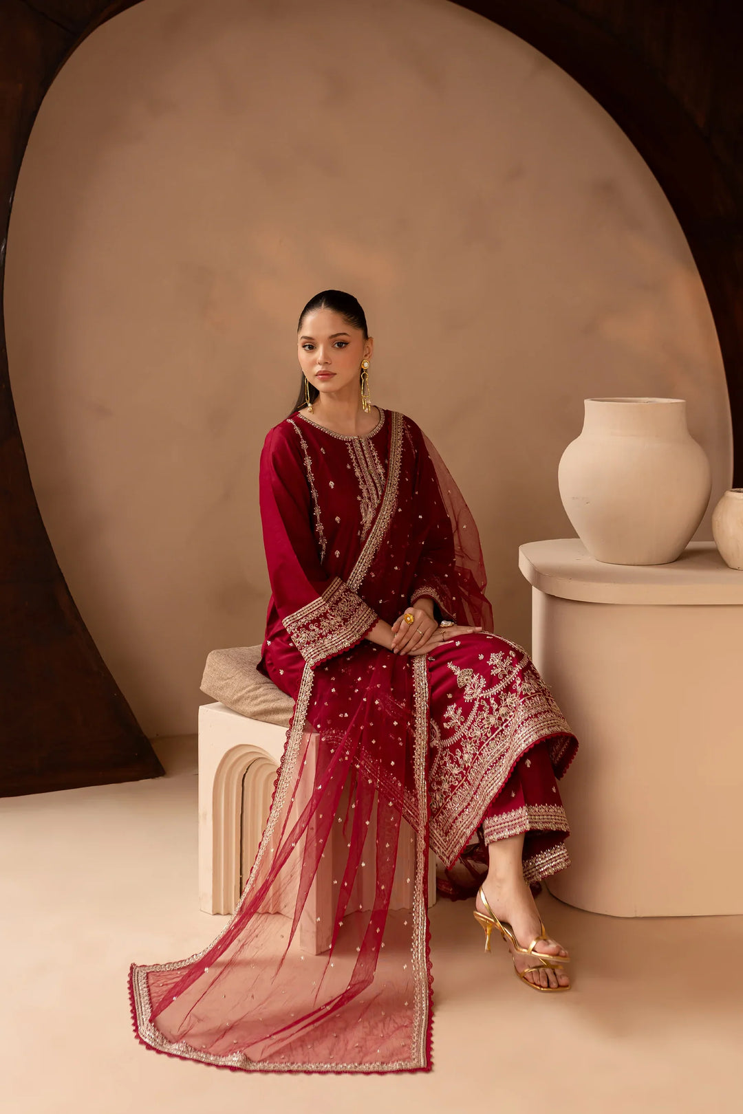 Best Selling - Hayzen 3Pc Embroidered Dress