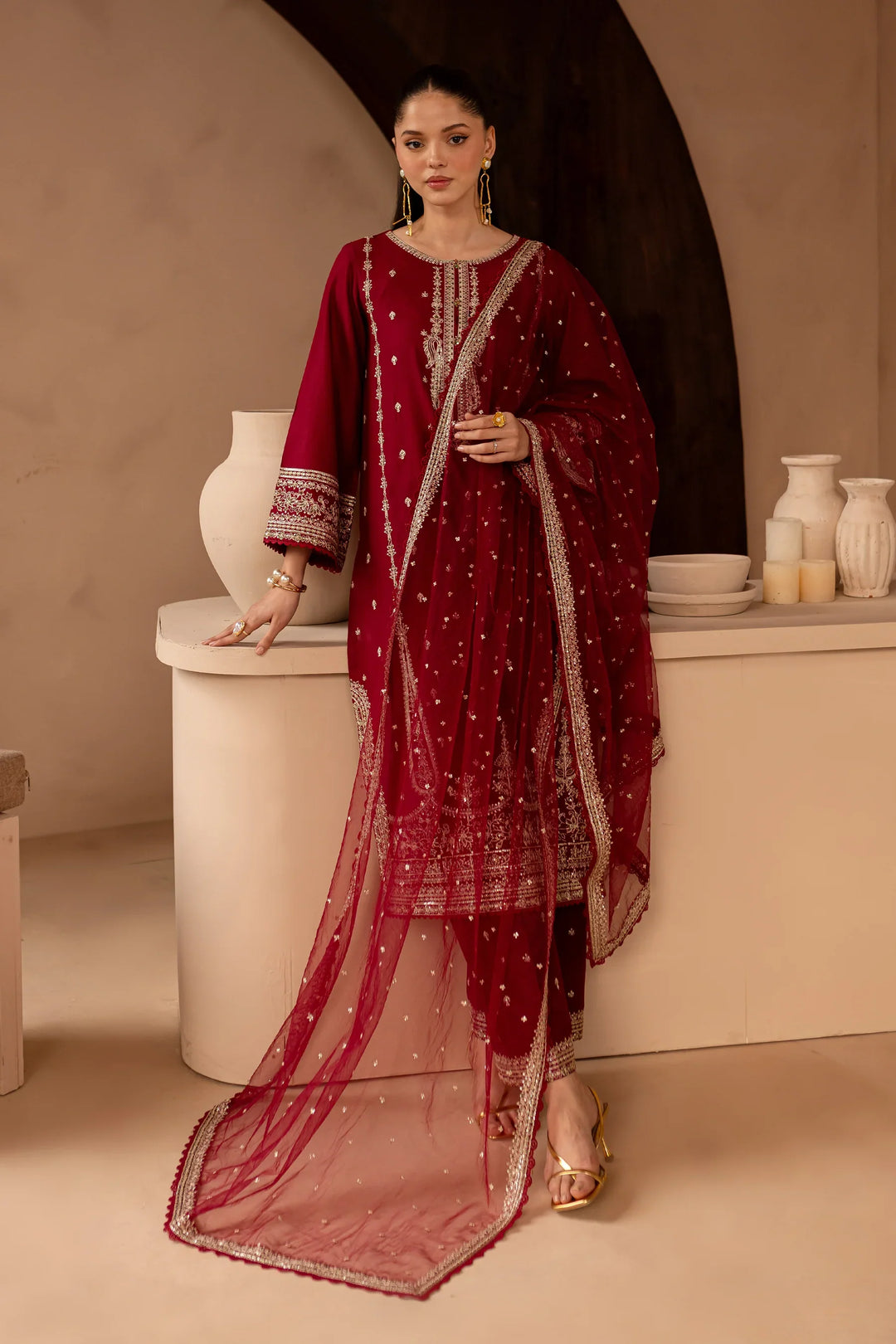 Best Selling - Hayzen 3Pc Embroidered Dress