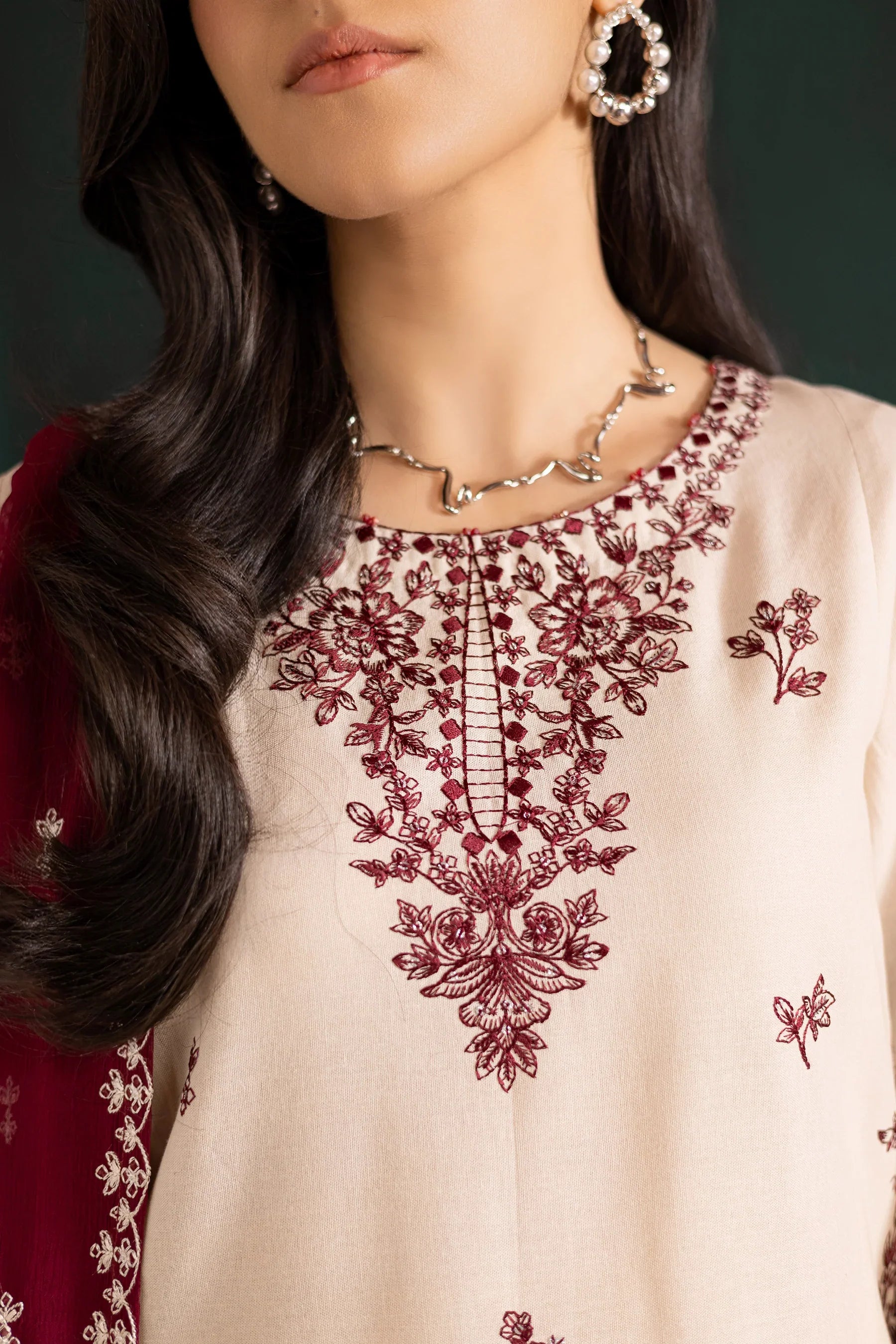 Ivory Rua 3Pc Embroidered Dress