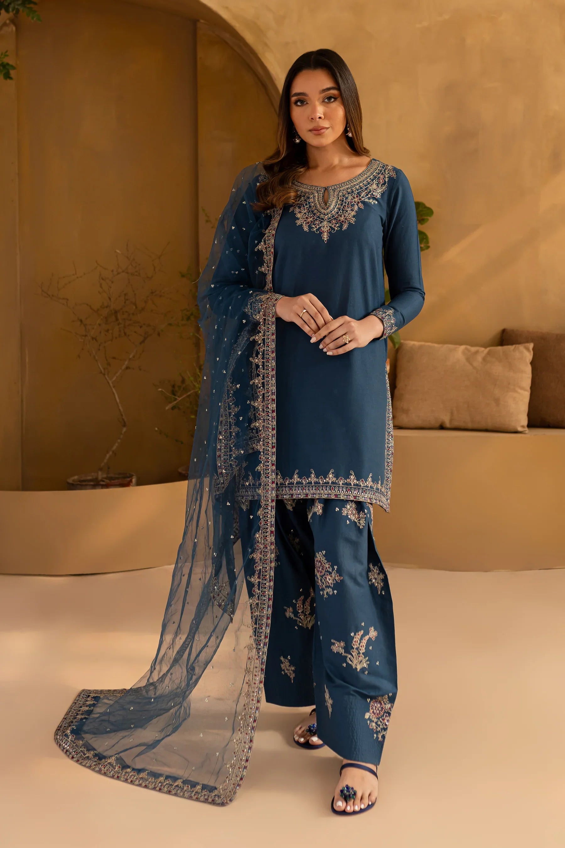 Joey 3Pc Embroidered Dress
