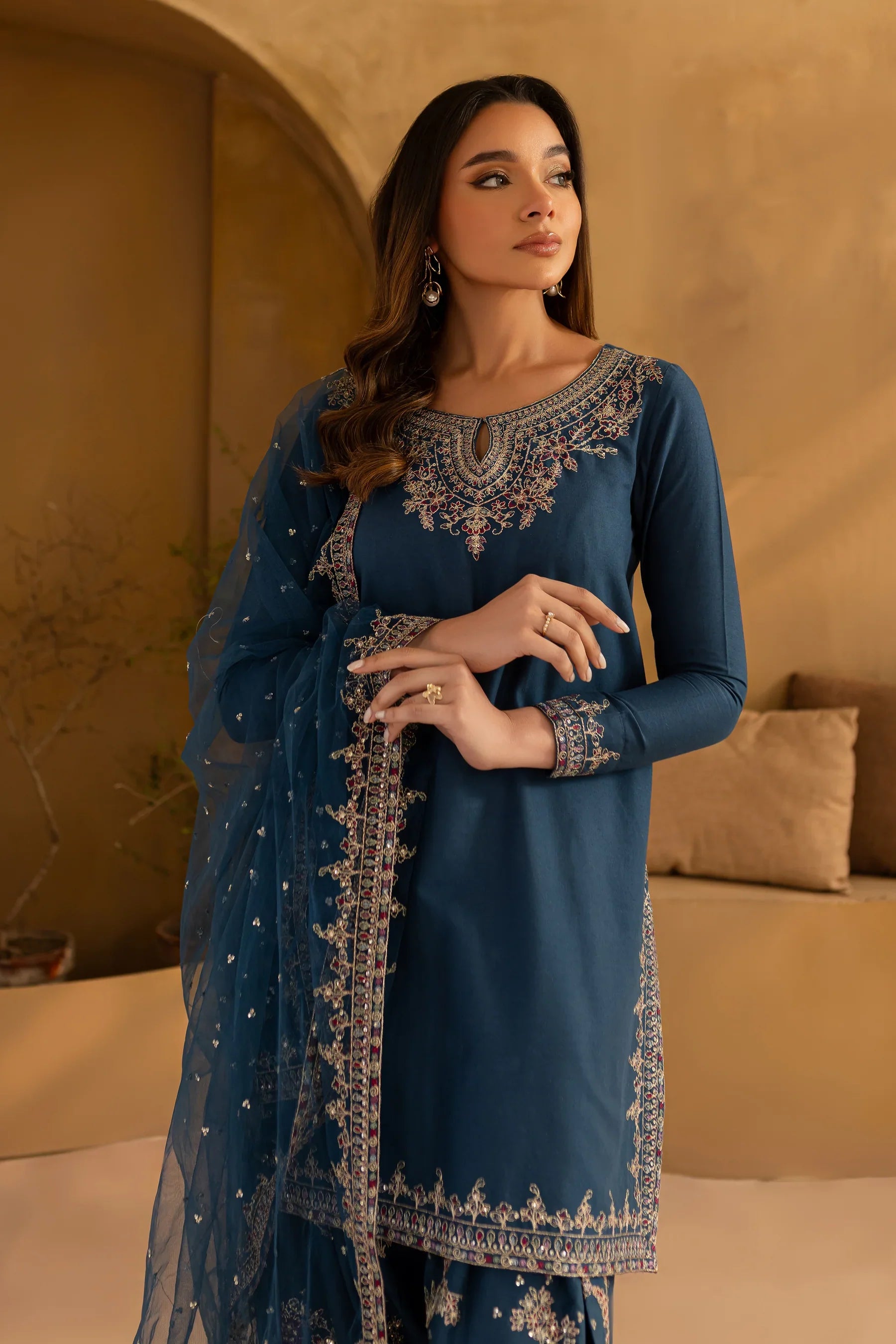 Joey 3Pc Embroidered Dress