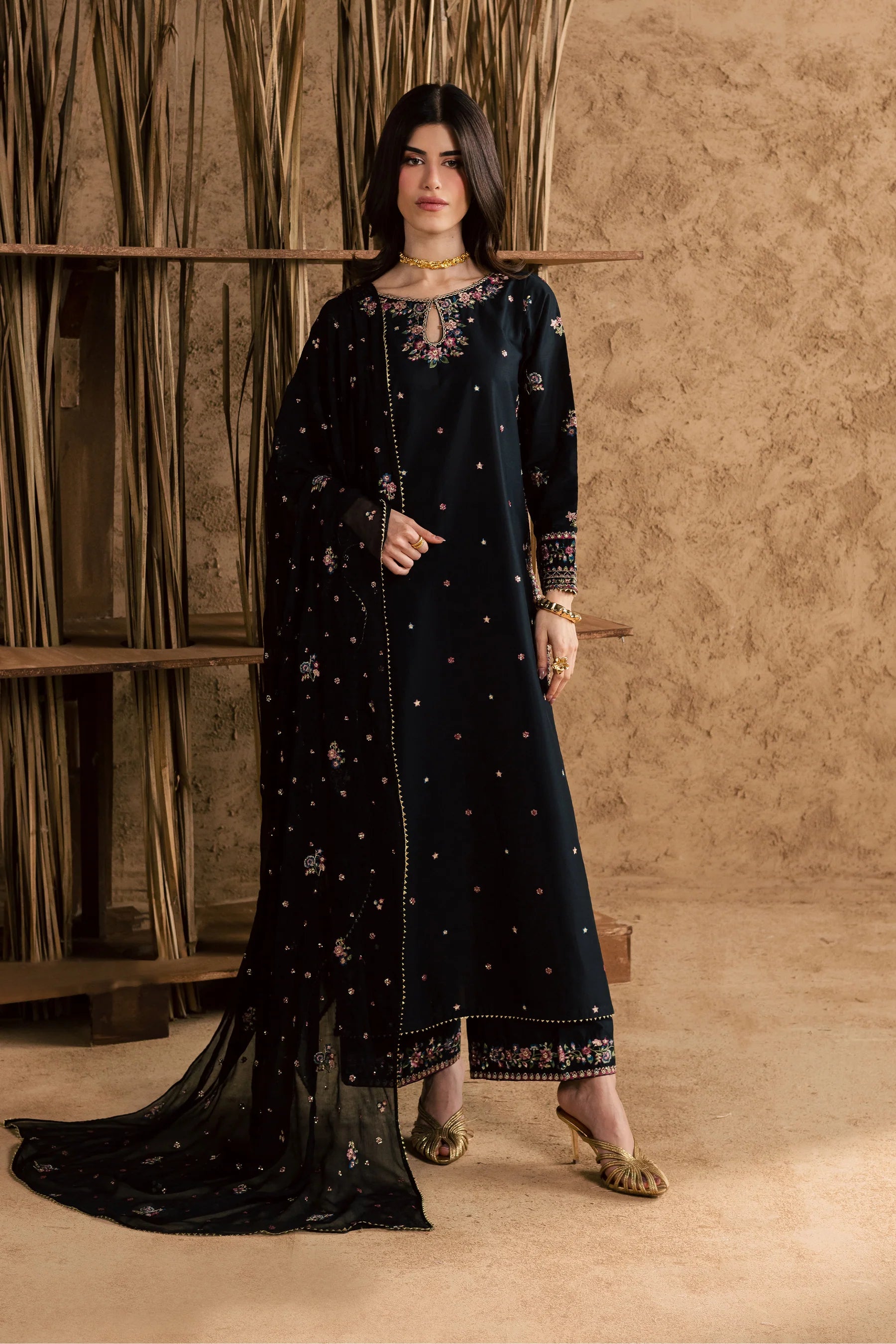 Johana 3Pc Festive Embroidered Dress