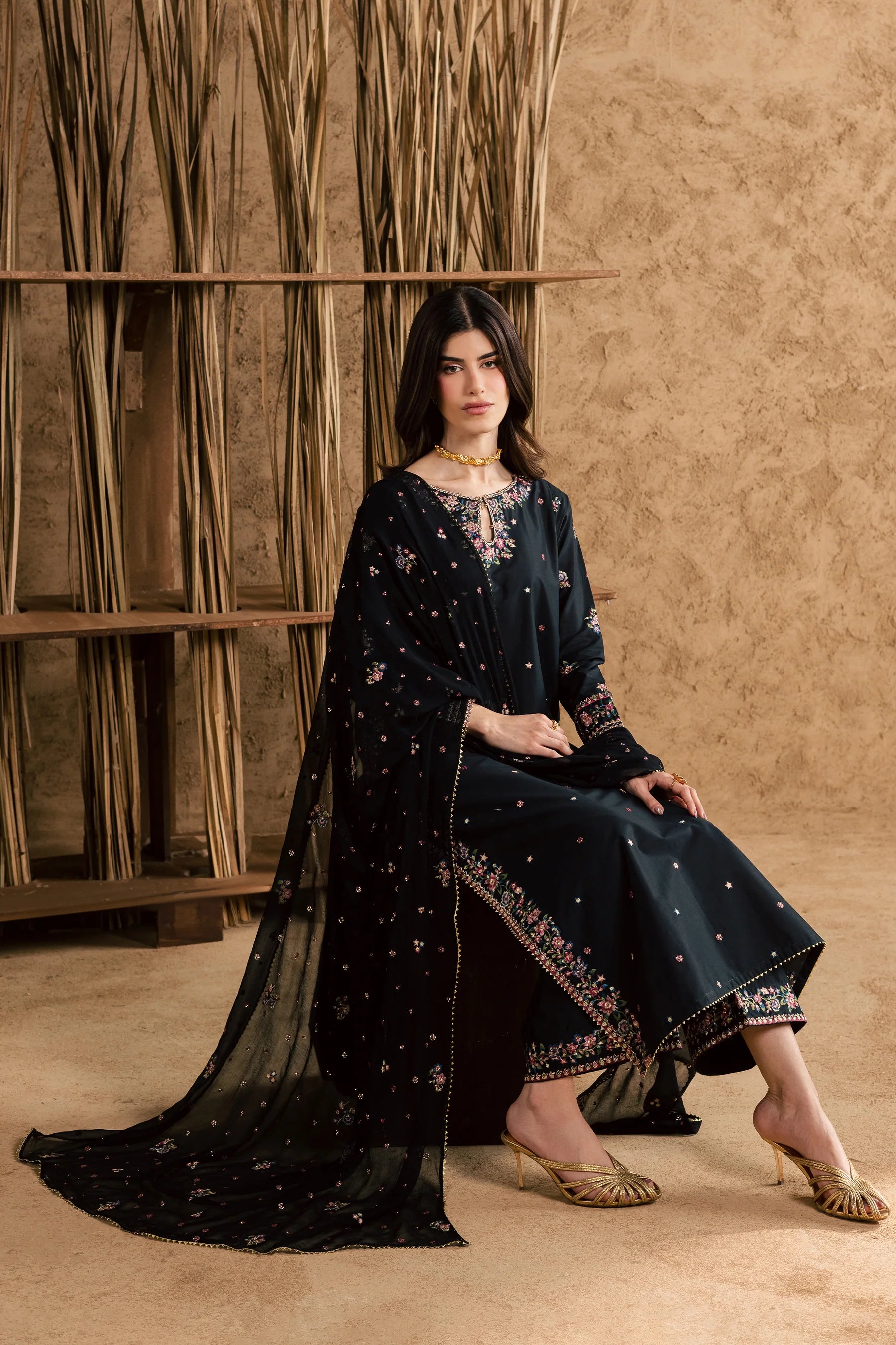 Johana 3Pc Festive Embroidered Dress