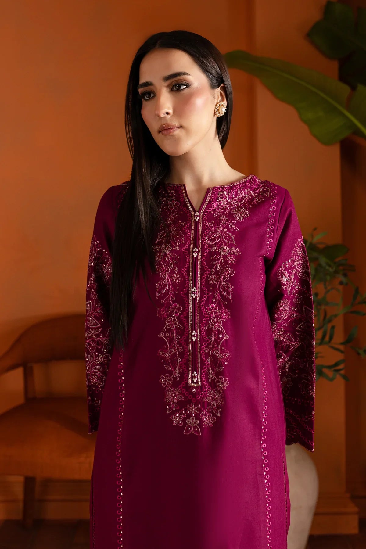 Magenta Luna 2Pc Embroidered Dress
