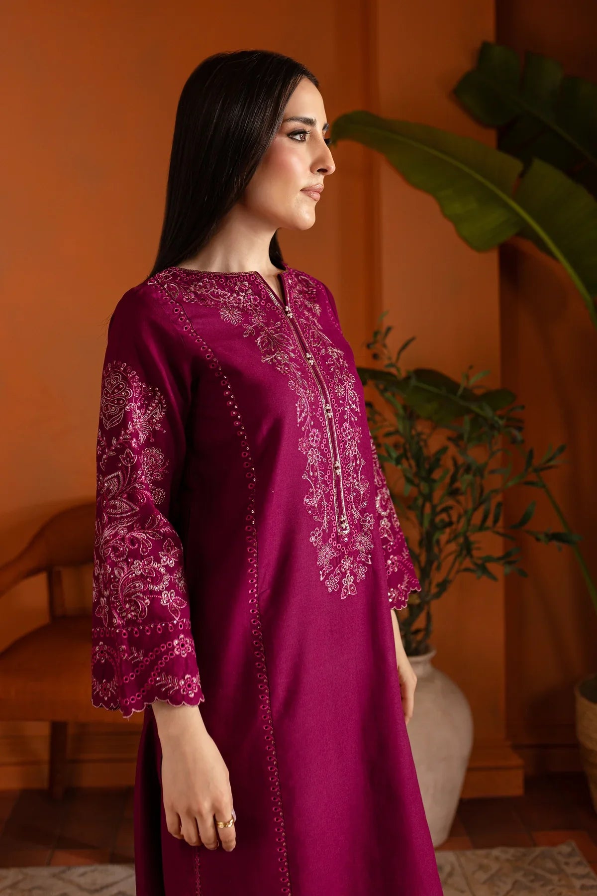 Magenta Luna 2Pc Embroidered Dress