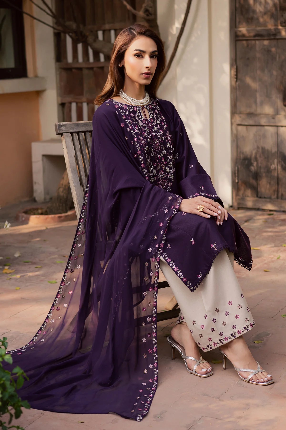Malam 3Pc Embroidered Festive Dress