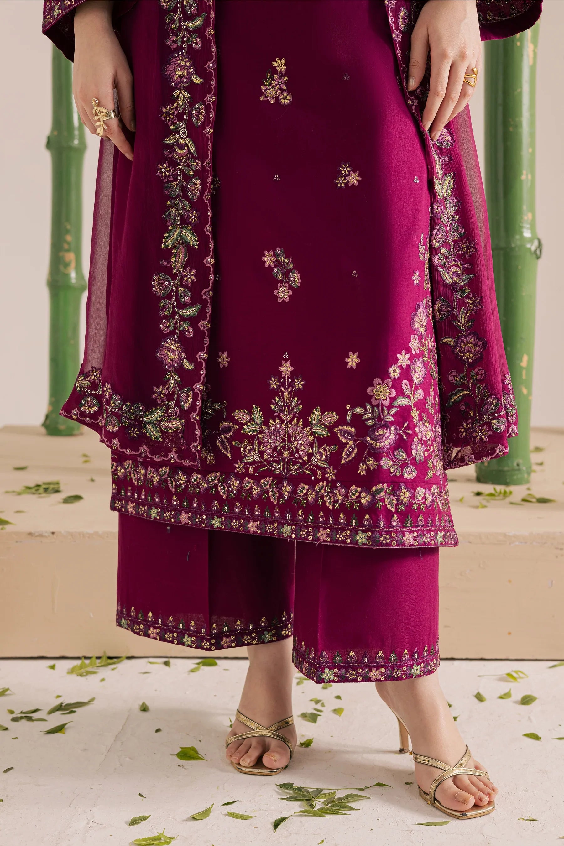 Omavi 3Pc Embroidered Dress