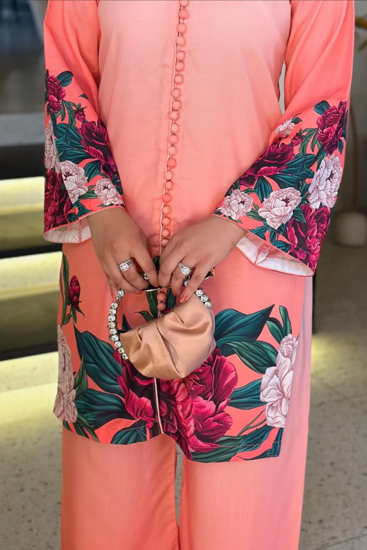 Peach Flower 2Pc Dress