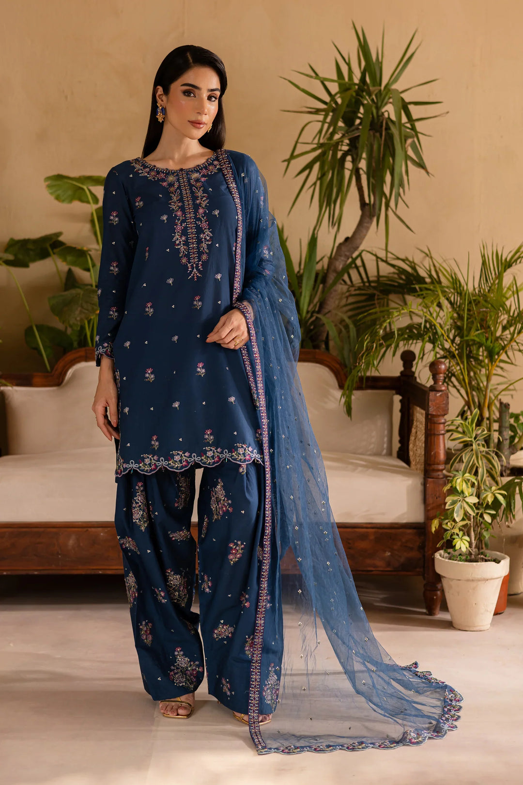 Best Selling - Perk 3Pc Embroidered Solid Dress