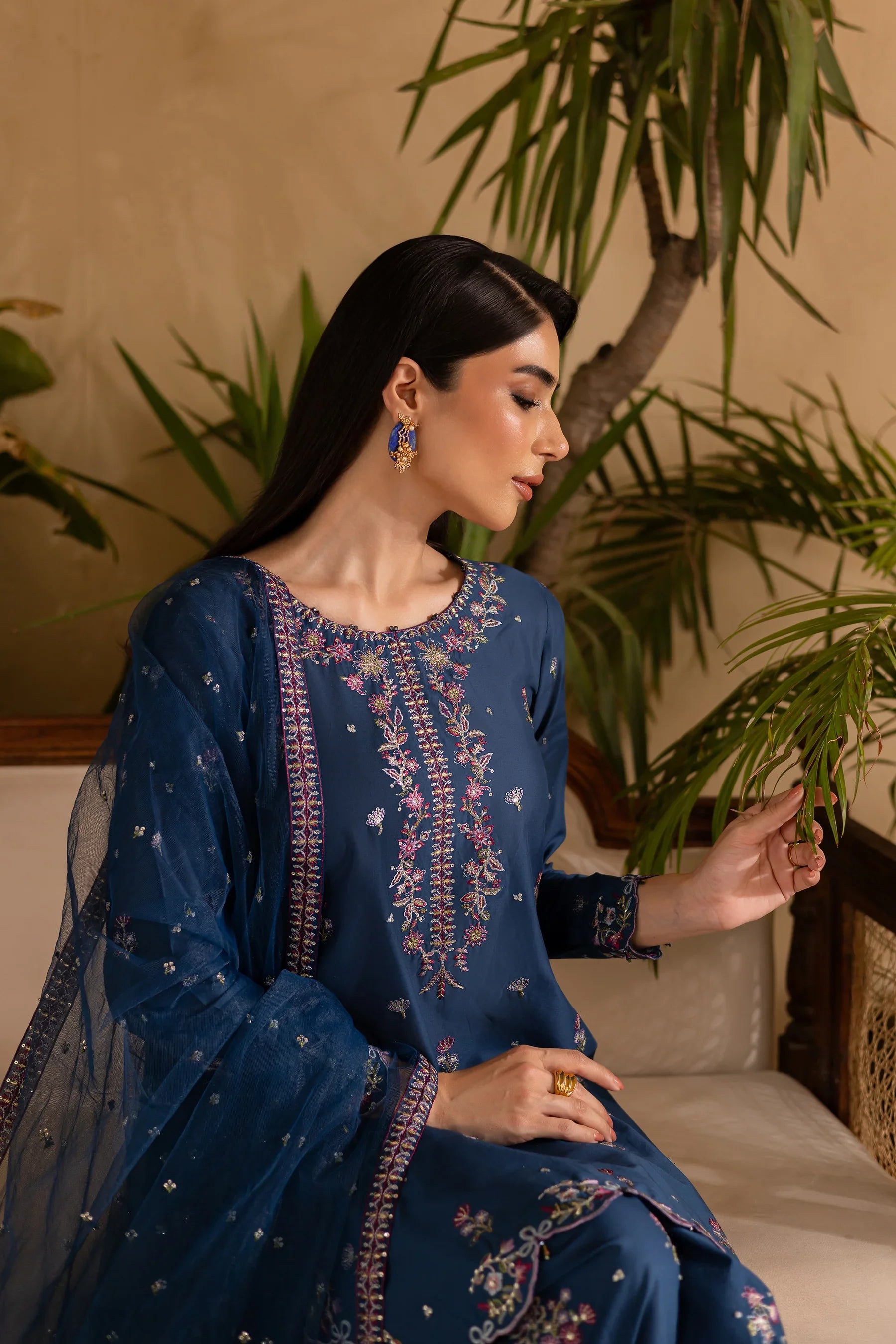 Perk 3Pc Embroidered Solid Dress