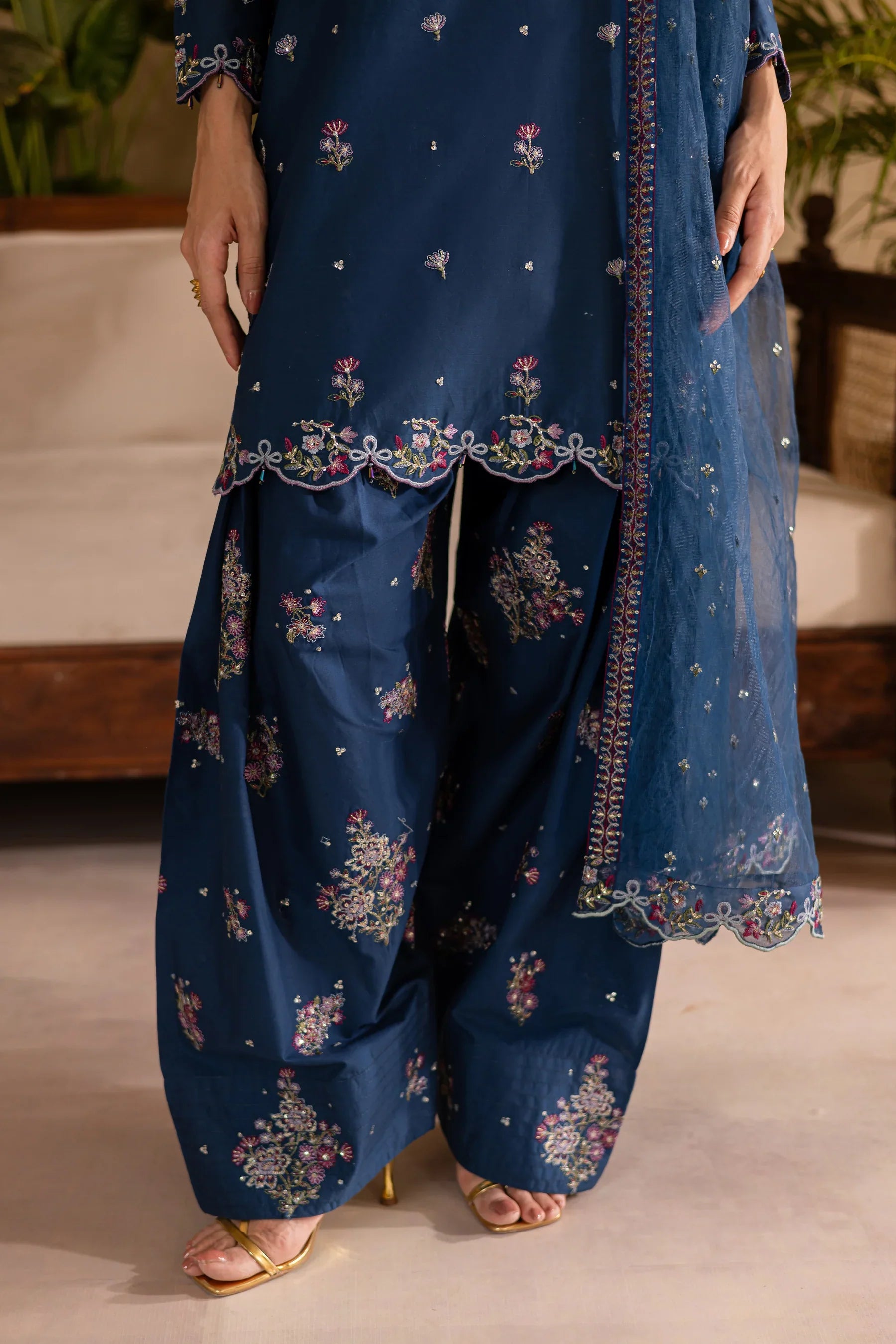Perk 3Pc Embroidered Solid Dress