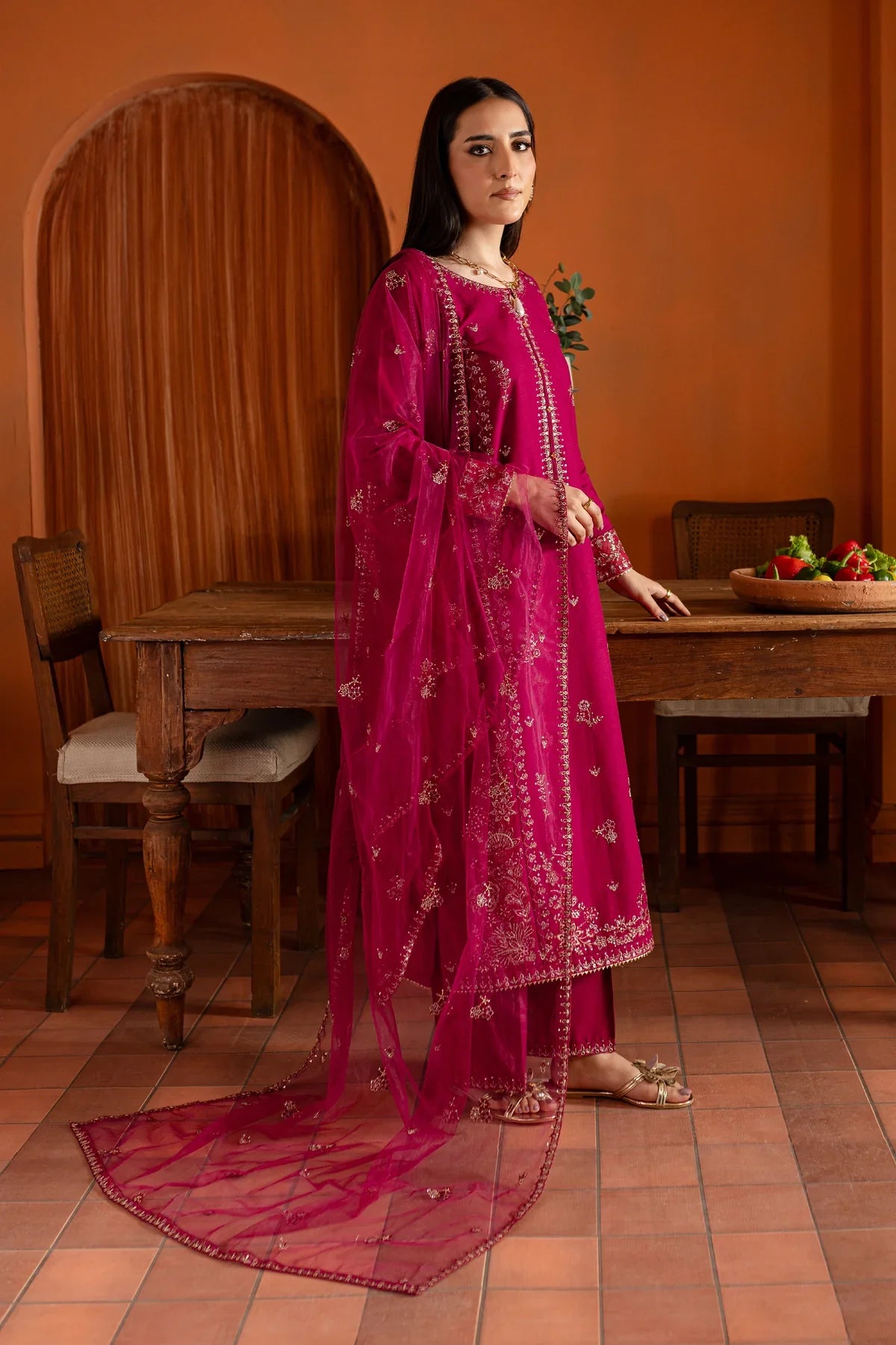 Pink Jam 3Pc Embroidered Dress