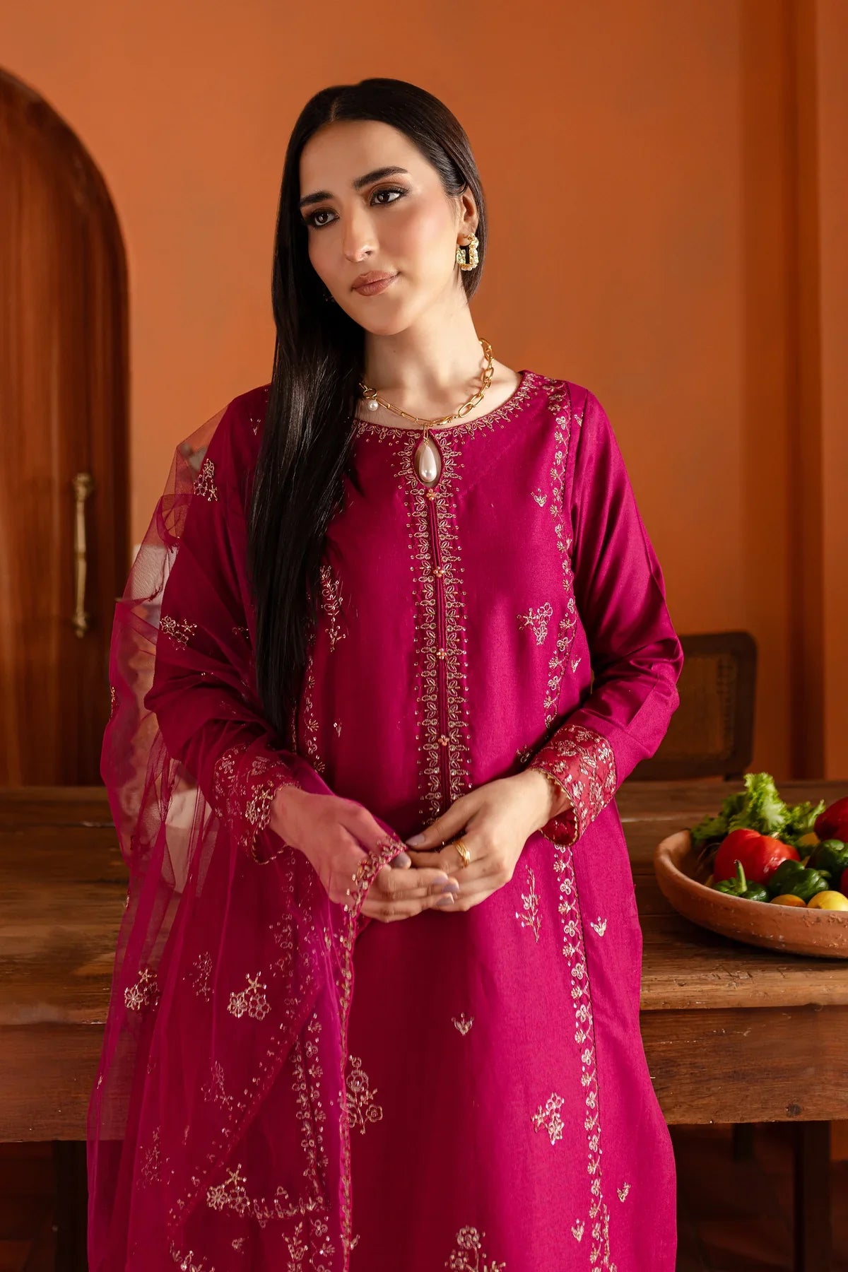 Pink Jam 3Pc Embroidered Dress