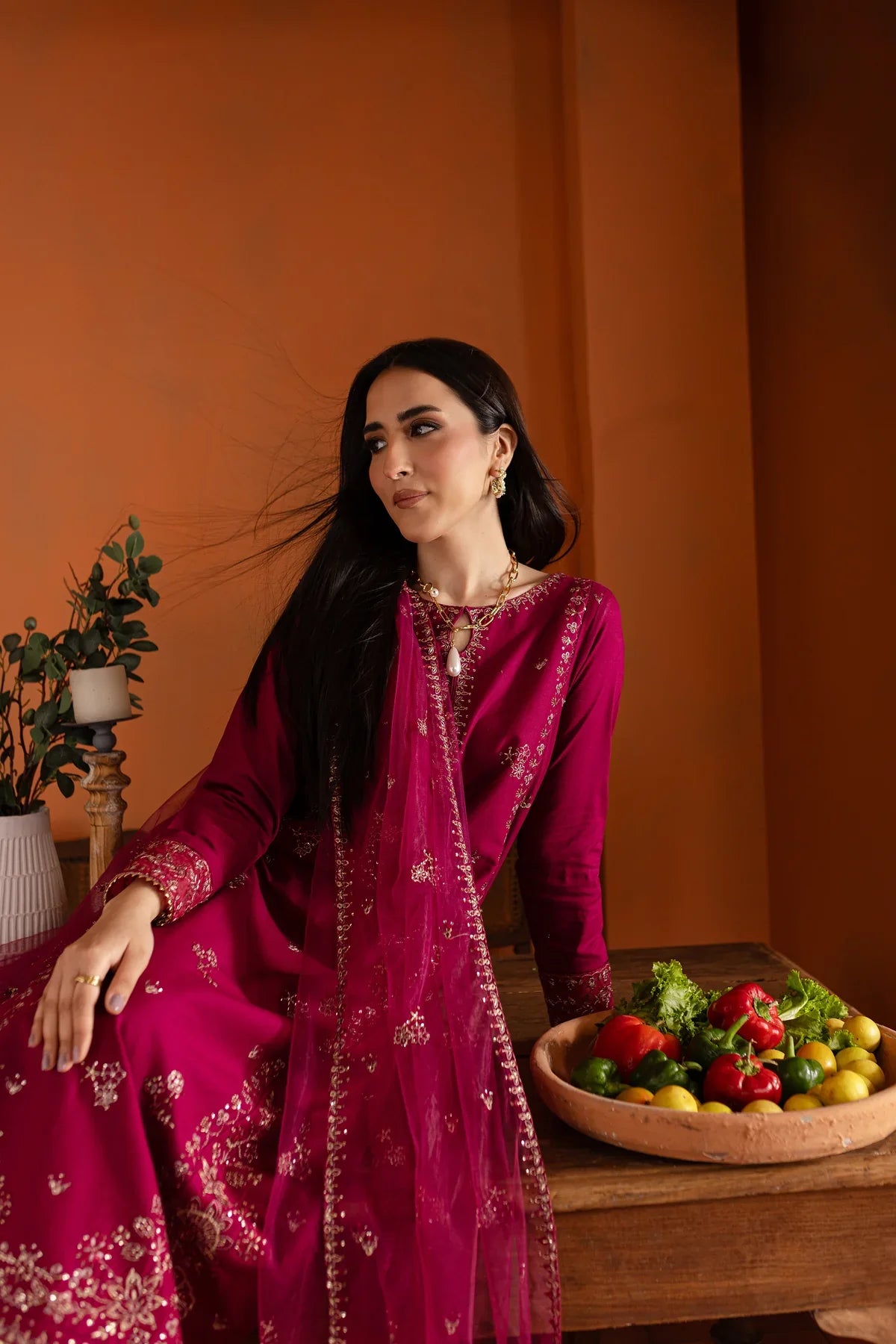 Pink Jam 3Pc Embroidered Dress