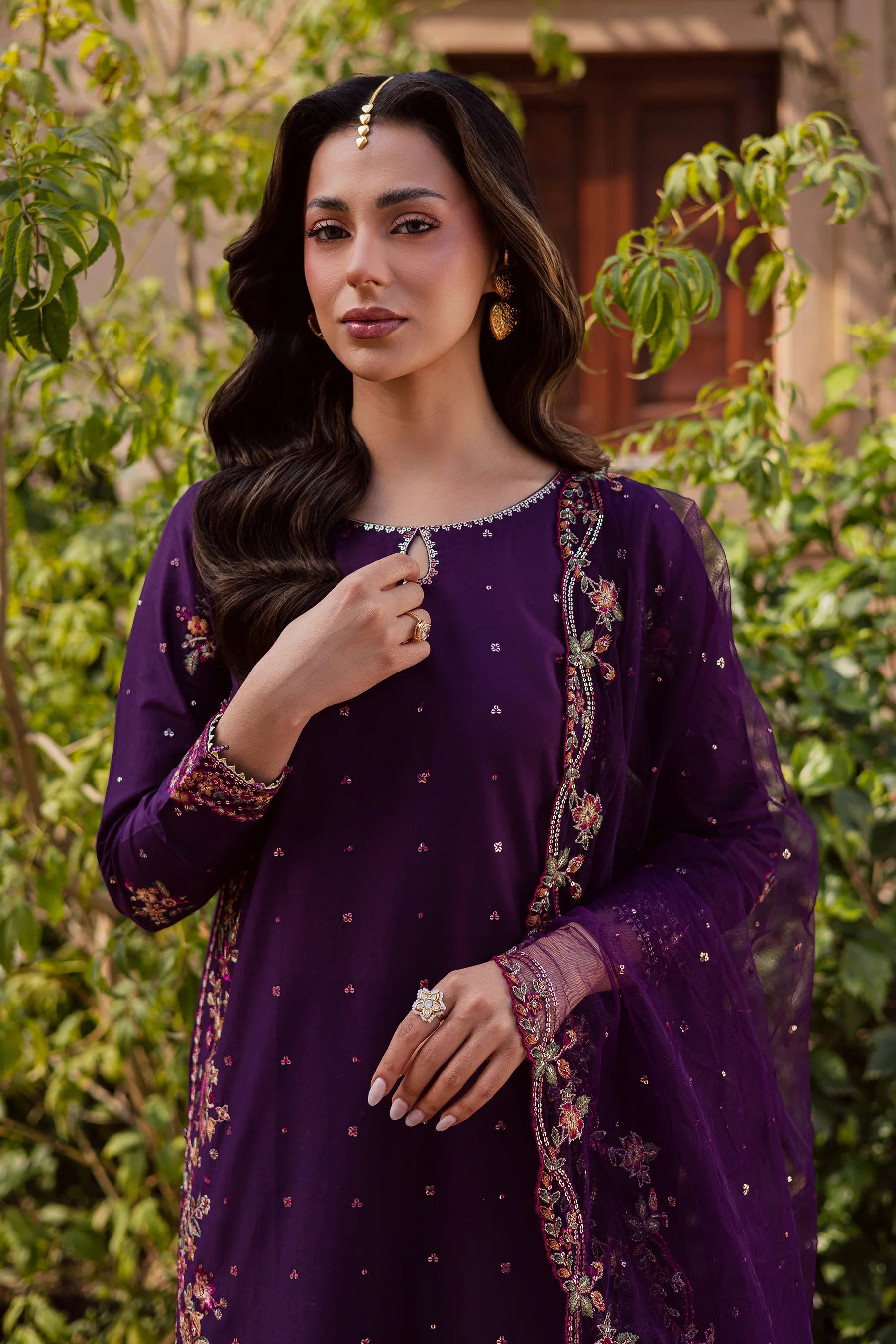 Pink Lavender 3Pc Festive Embroidered Dress