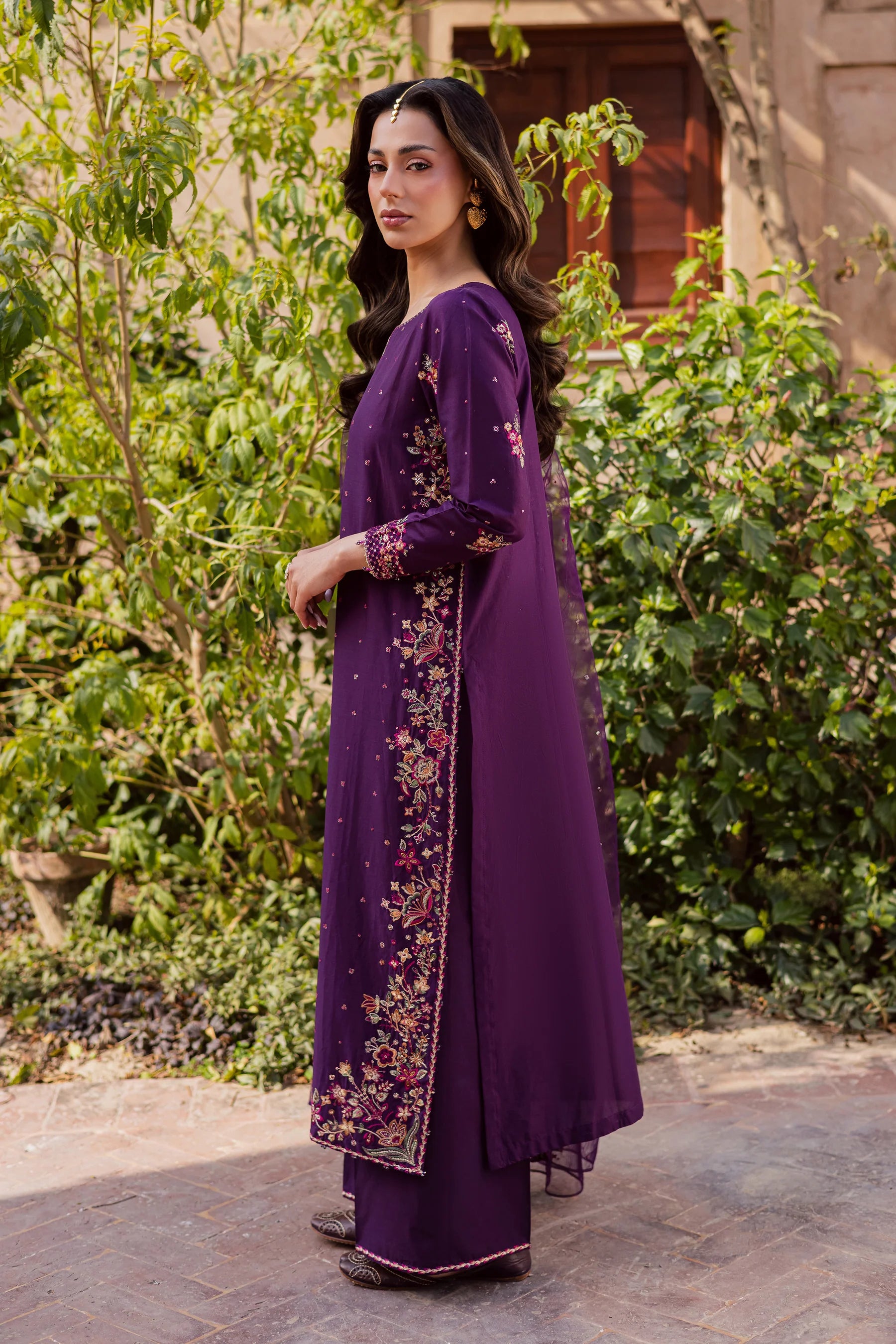 Pink Lavender 3Pc Festive Embroidered Dress