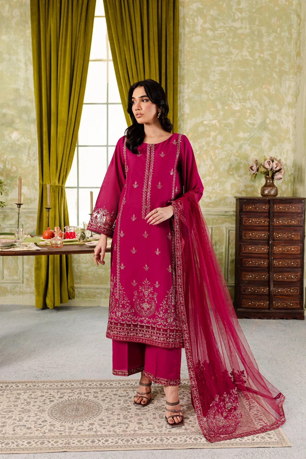 Polo 3Pc Embroidered Dress