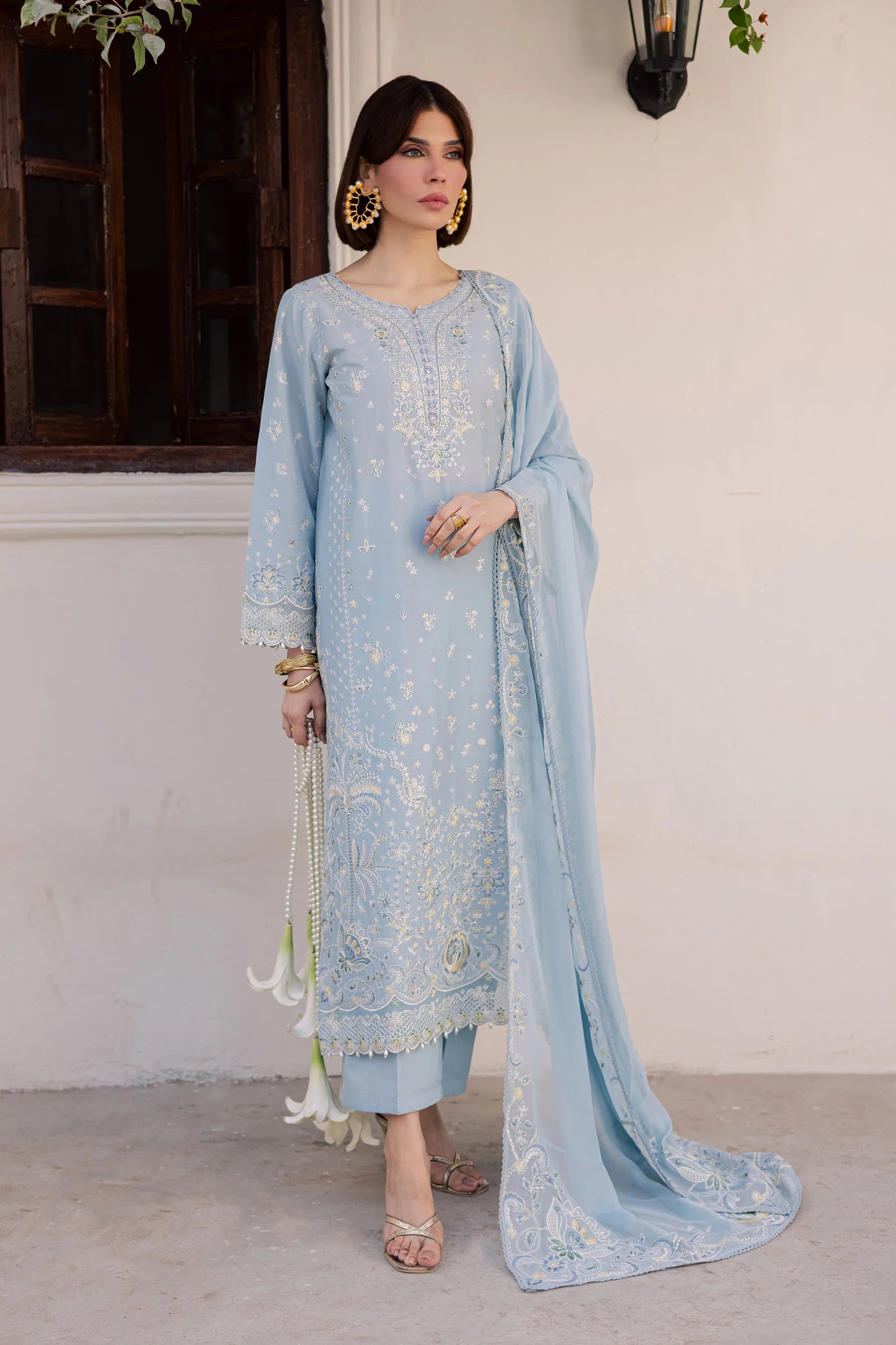 Prague 3Pc Festive Embroidered Dress