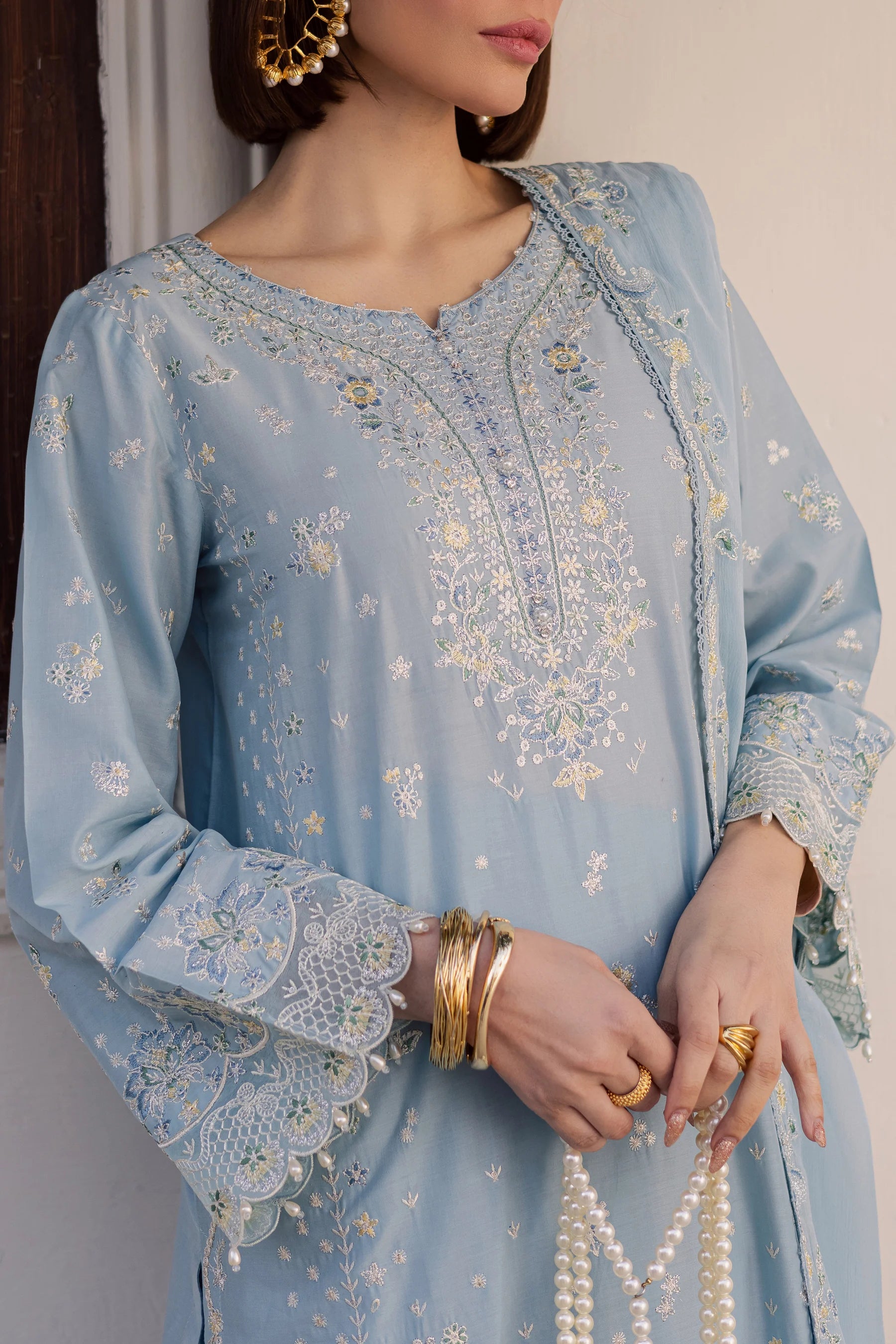 Prague 3Pc Festive Embroidered Dress