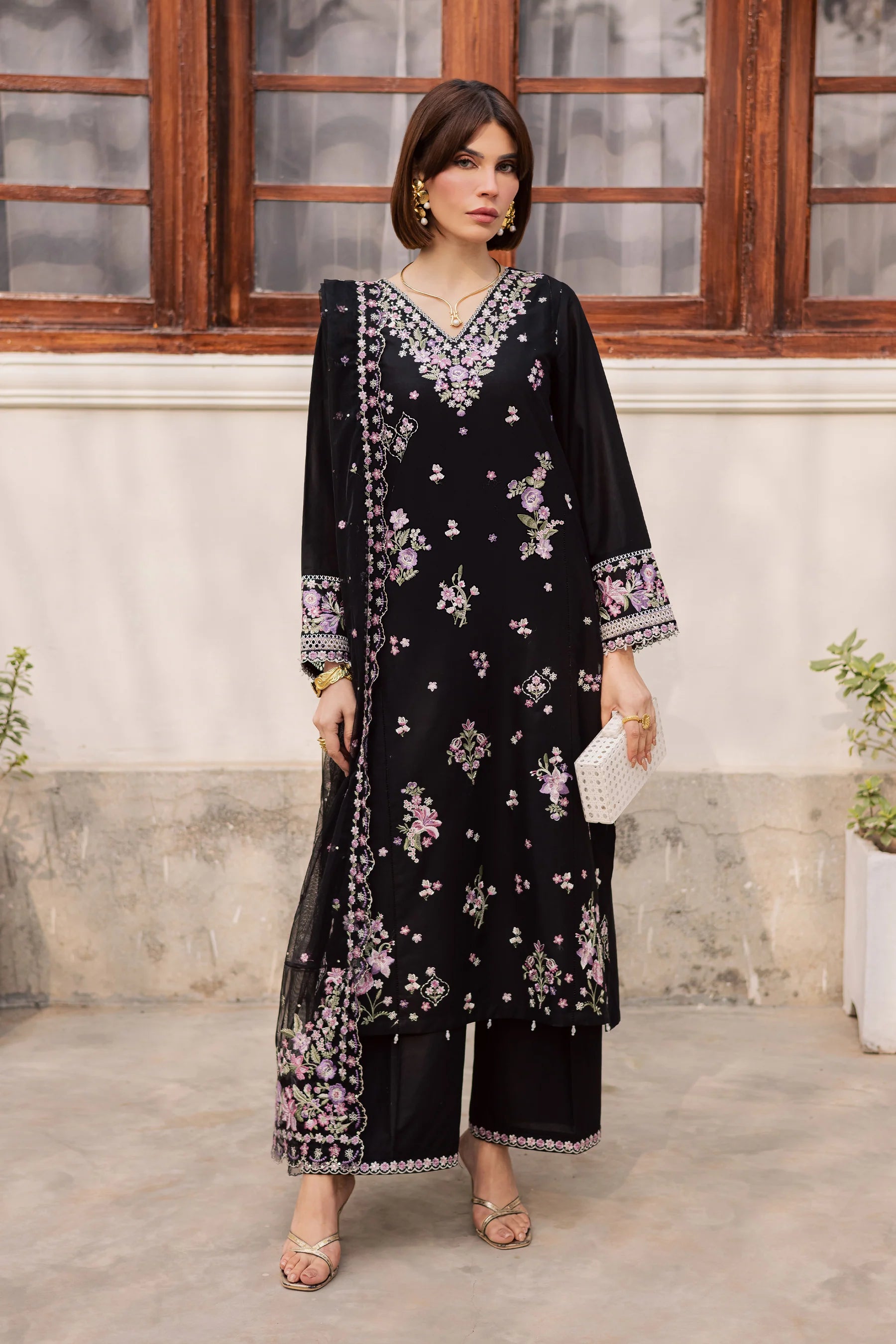 Raeqa 3Pc Festive Embroidered Dress