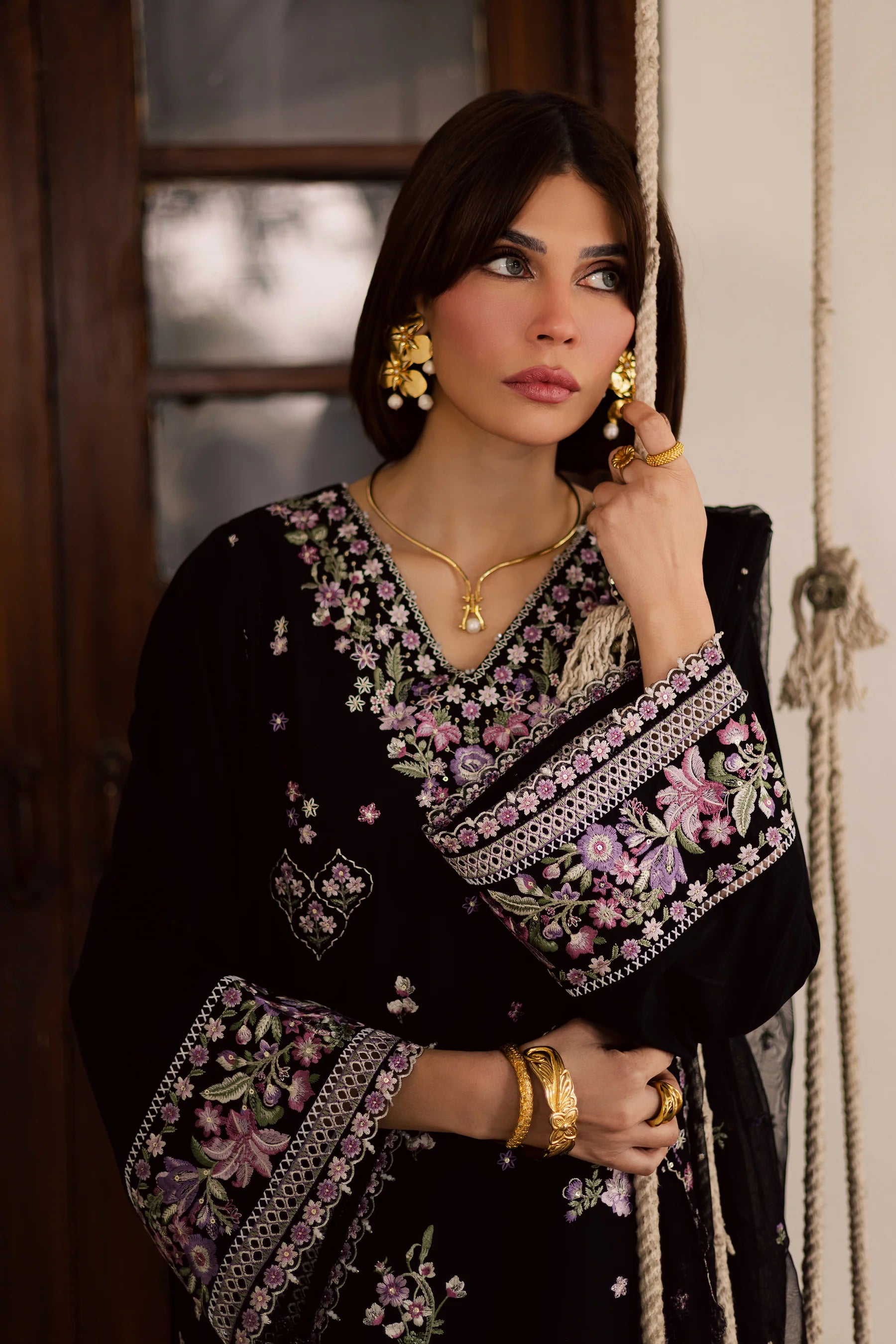 Raeqa 3Pc Festive Embroidered Dress