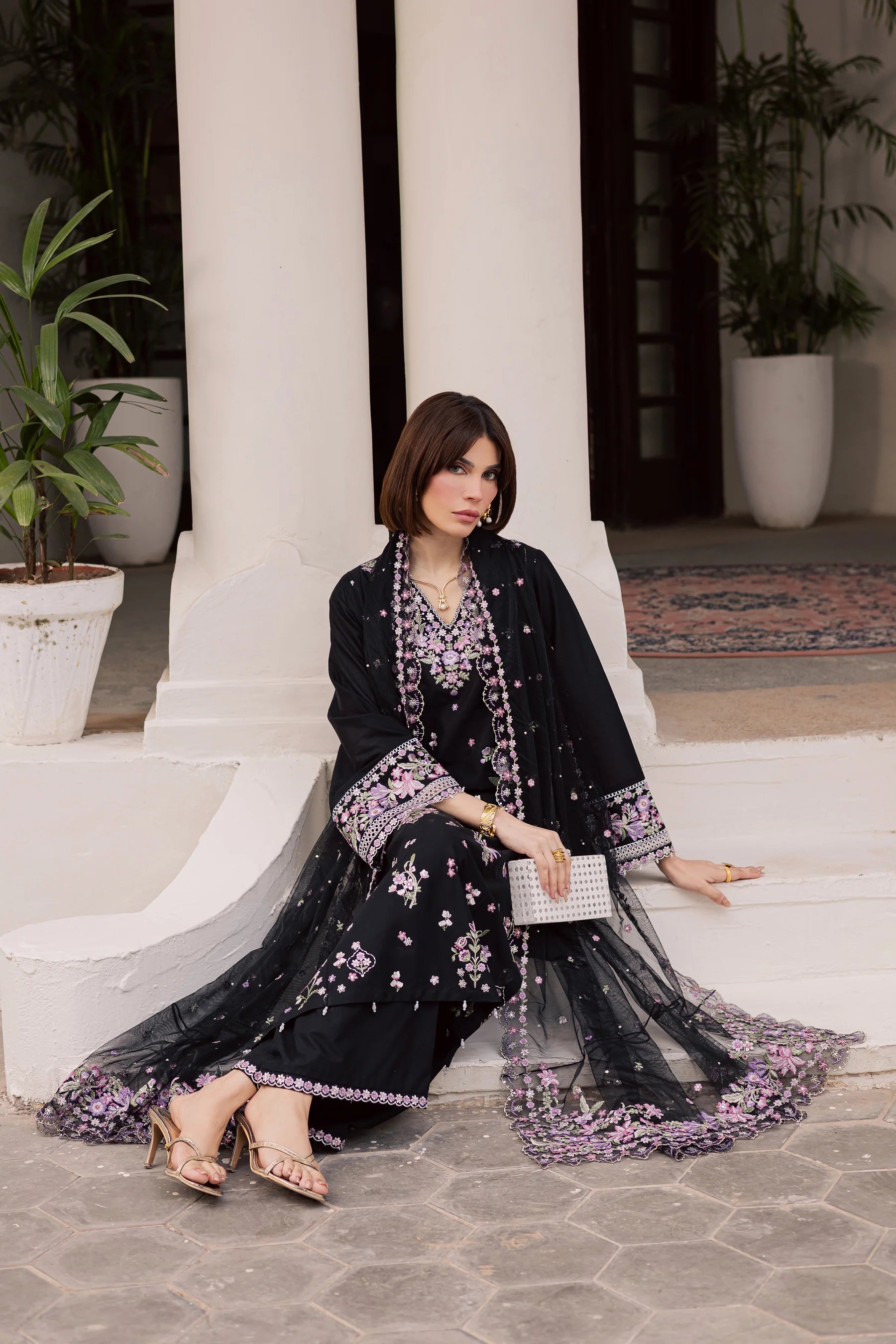 Raeqa 3Pc Festive Embroidered Dress