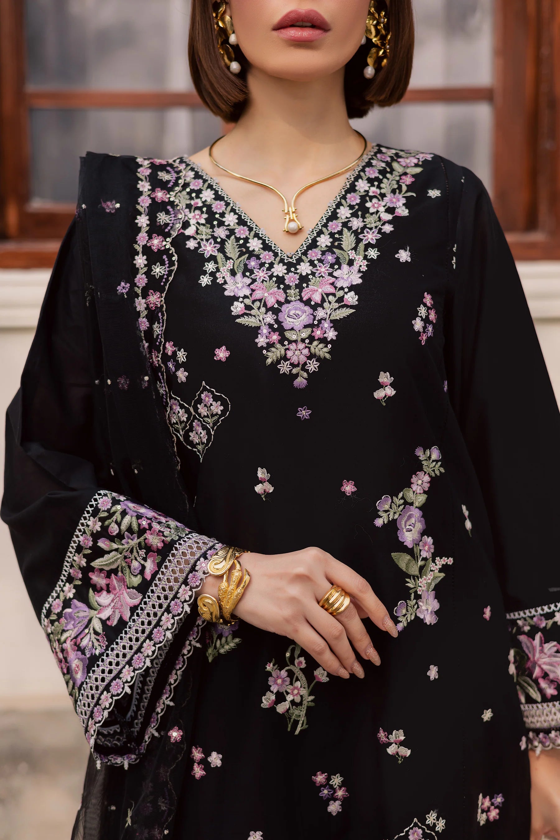 Raeqa 3Pc Festive Embroidered Dress