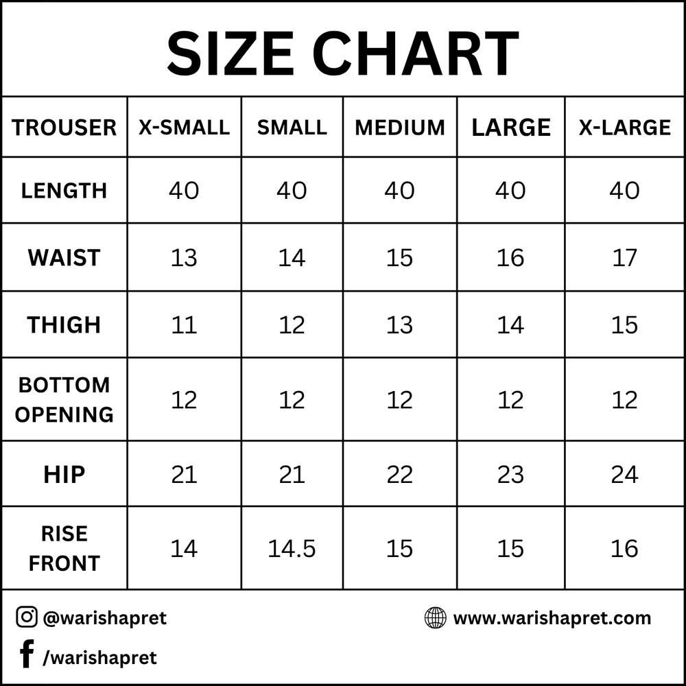 Product Size Chart