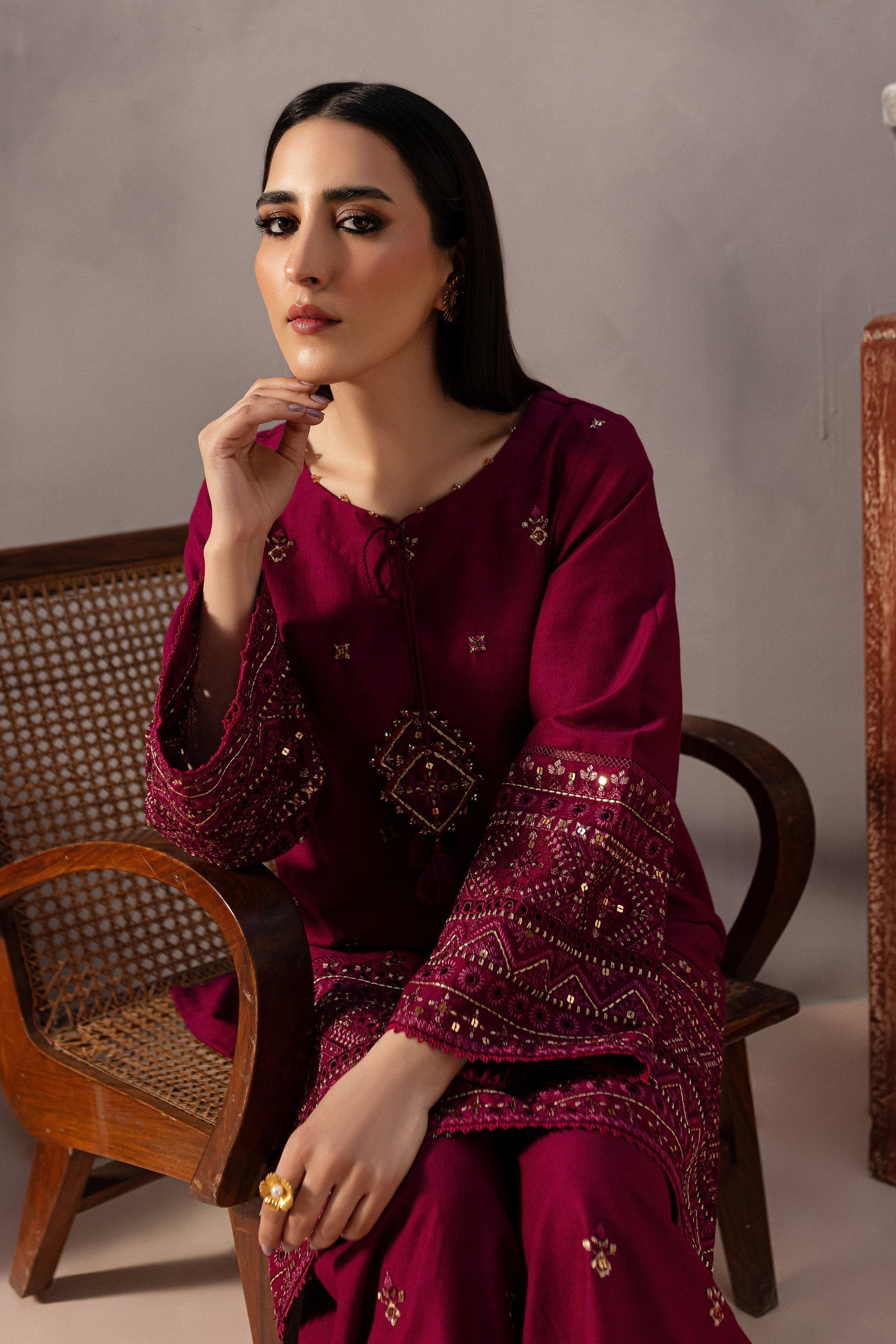 Red Cruz 2Pc Embroidered Dress