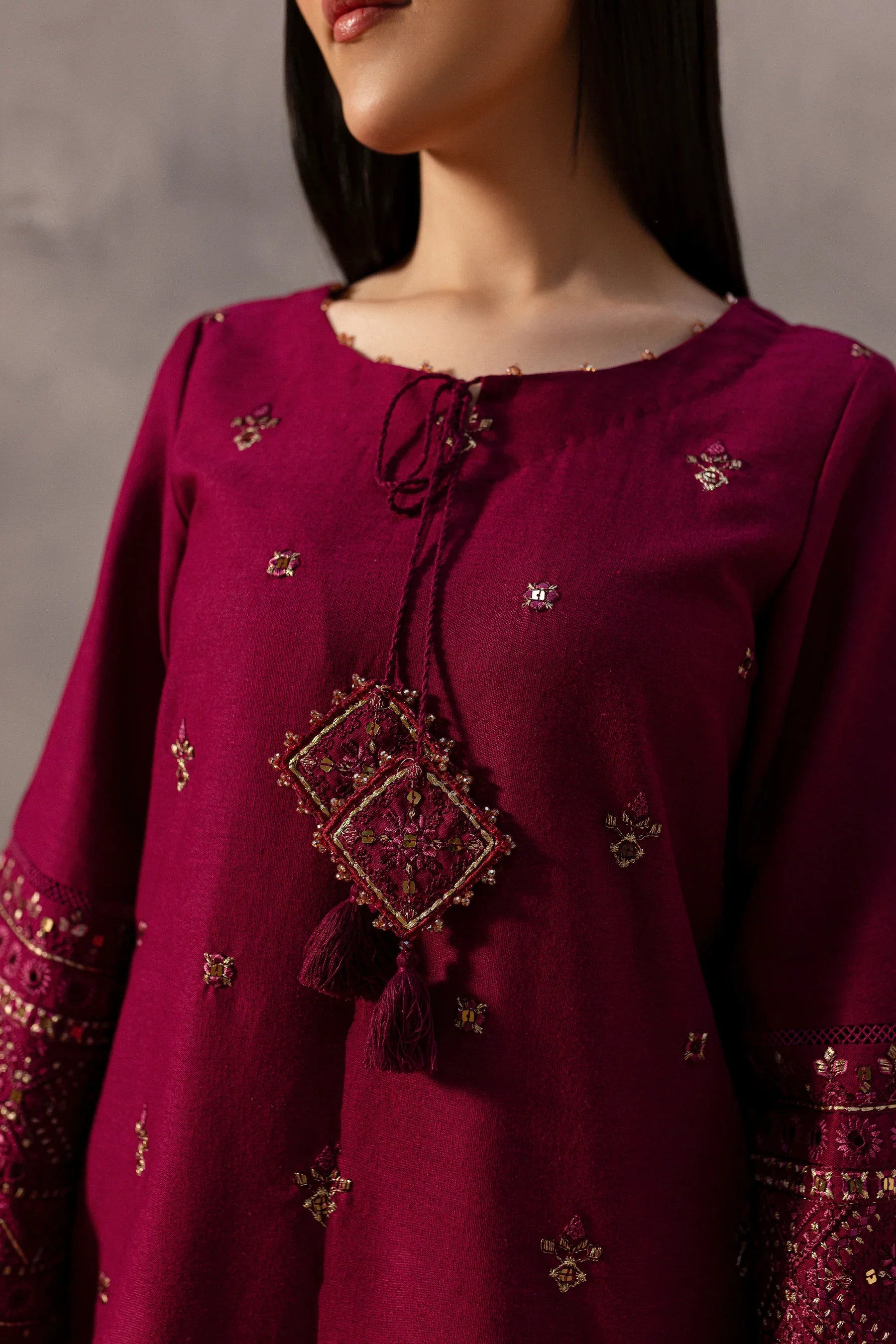 Red Cruz 2Pc Embroidered Dress