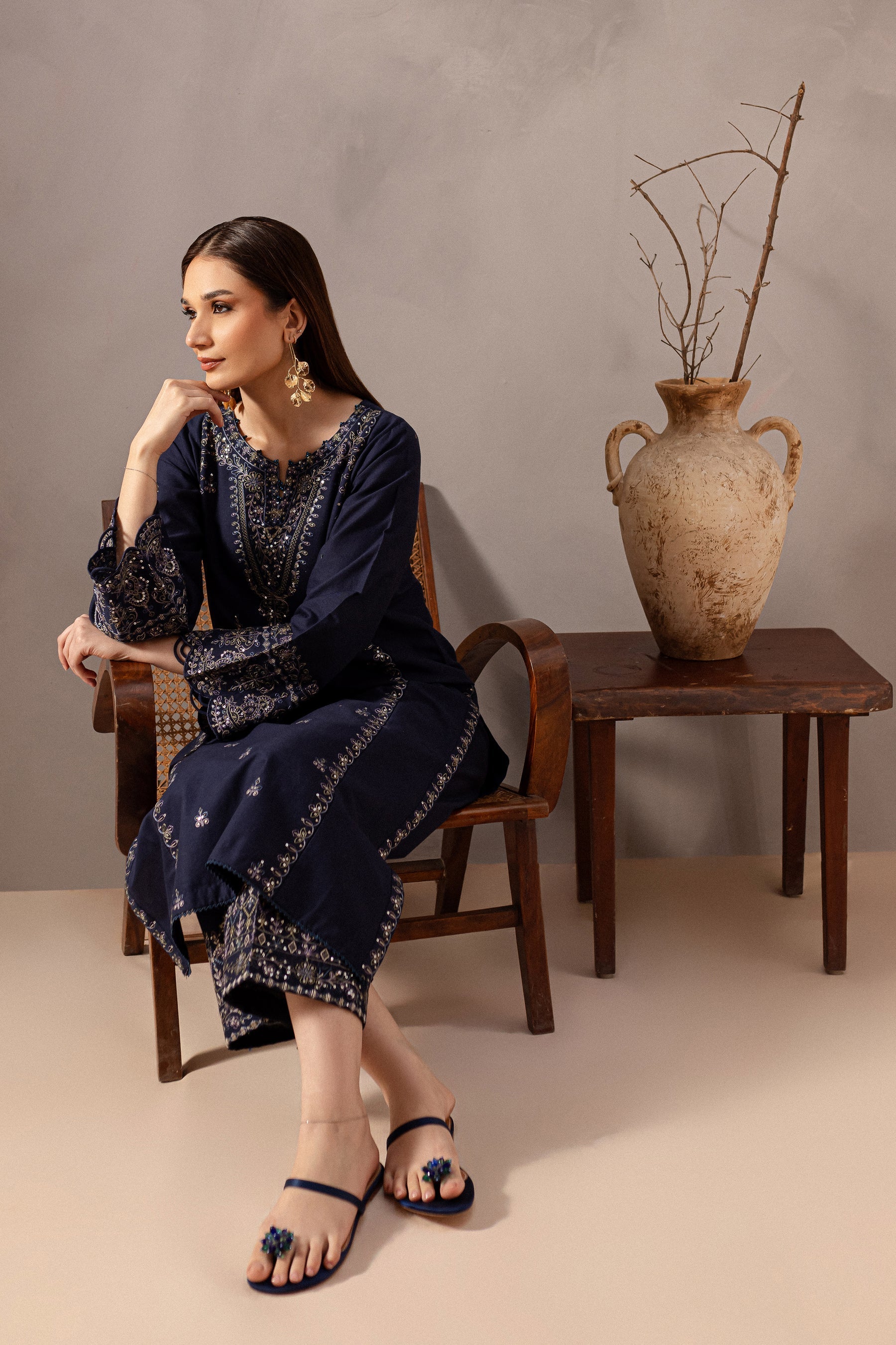Rhea 2Pc Embroidered Dress