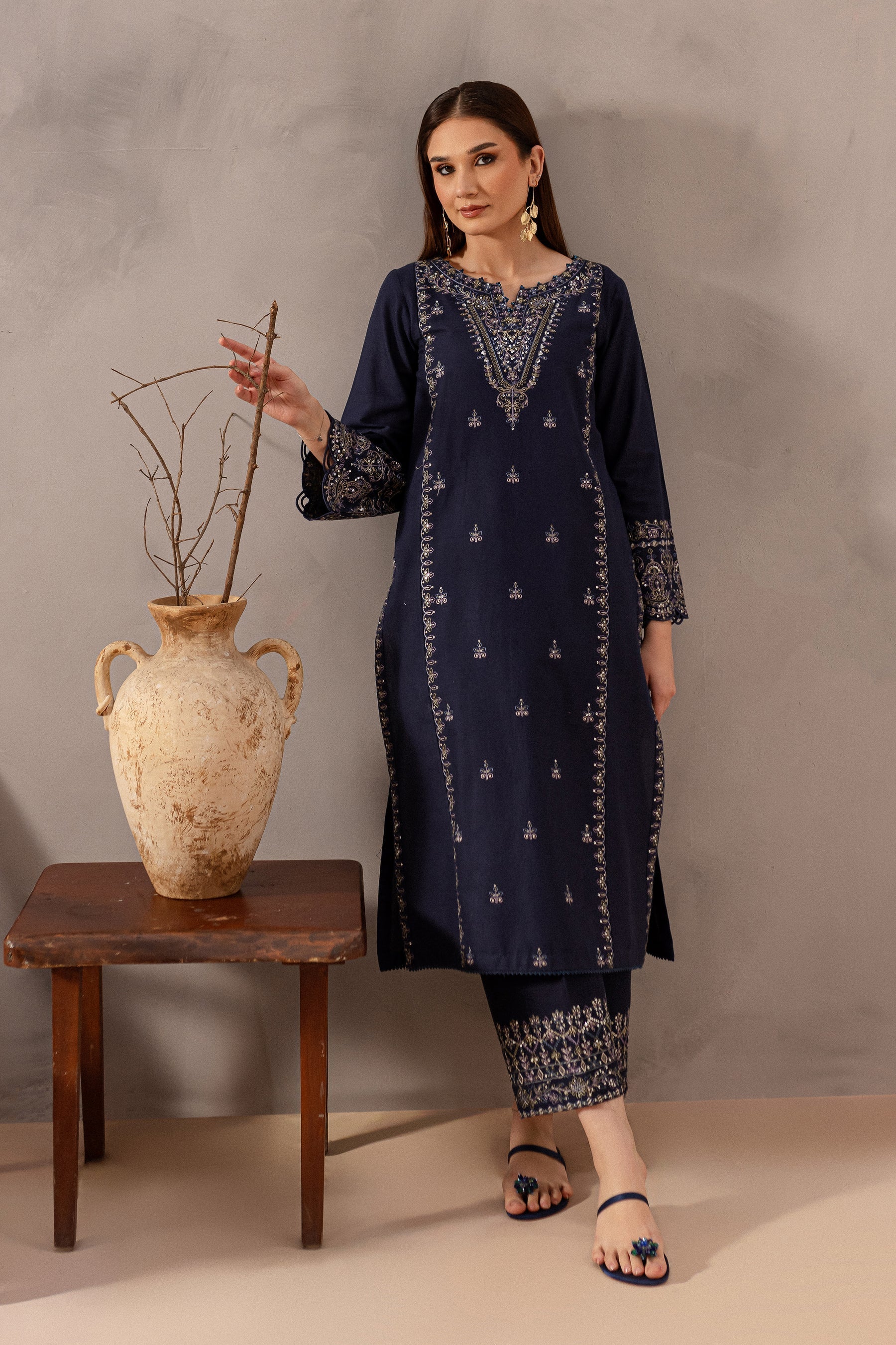 Rhea 2Pc Embroidered Dress