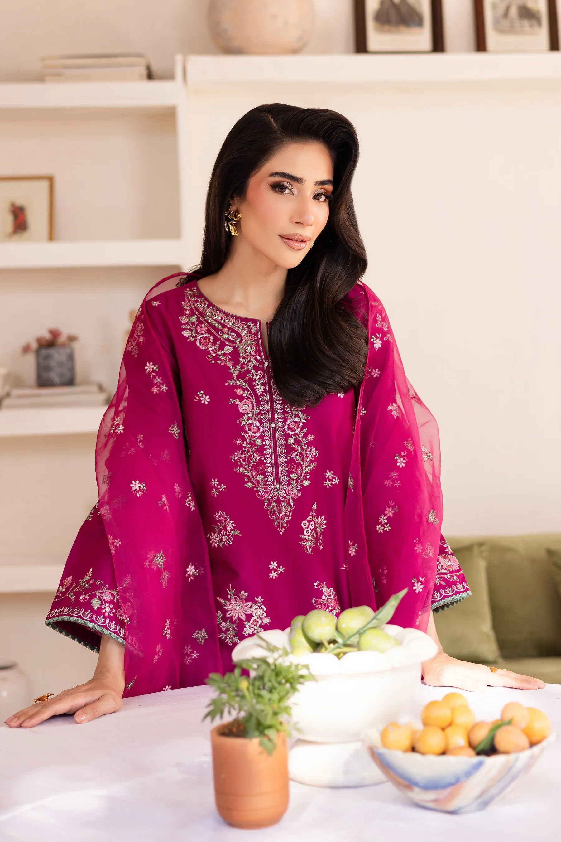 Rua 3Pc Embroidered Solid Dress