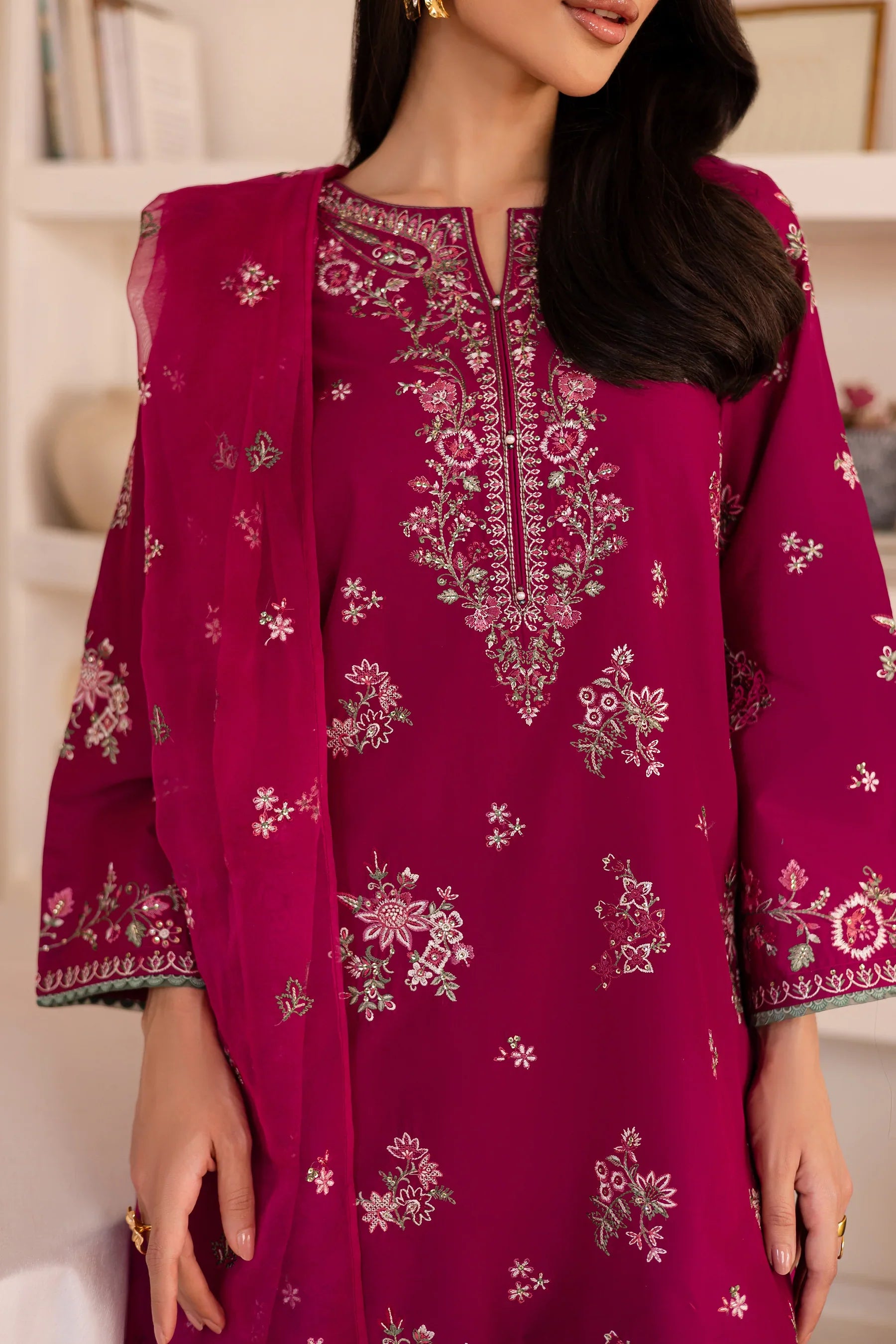Rua 3Pc Embroidered Solid Dress