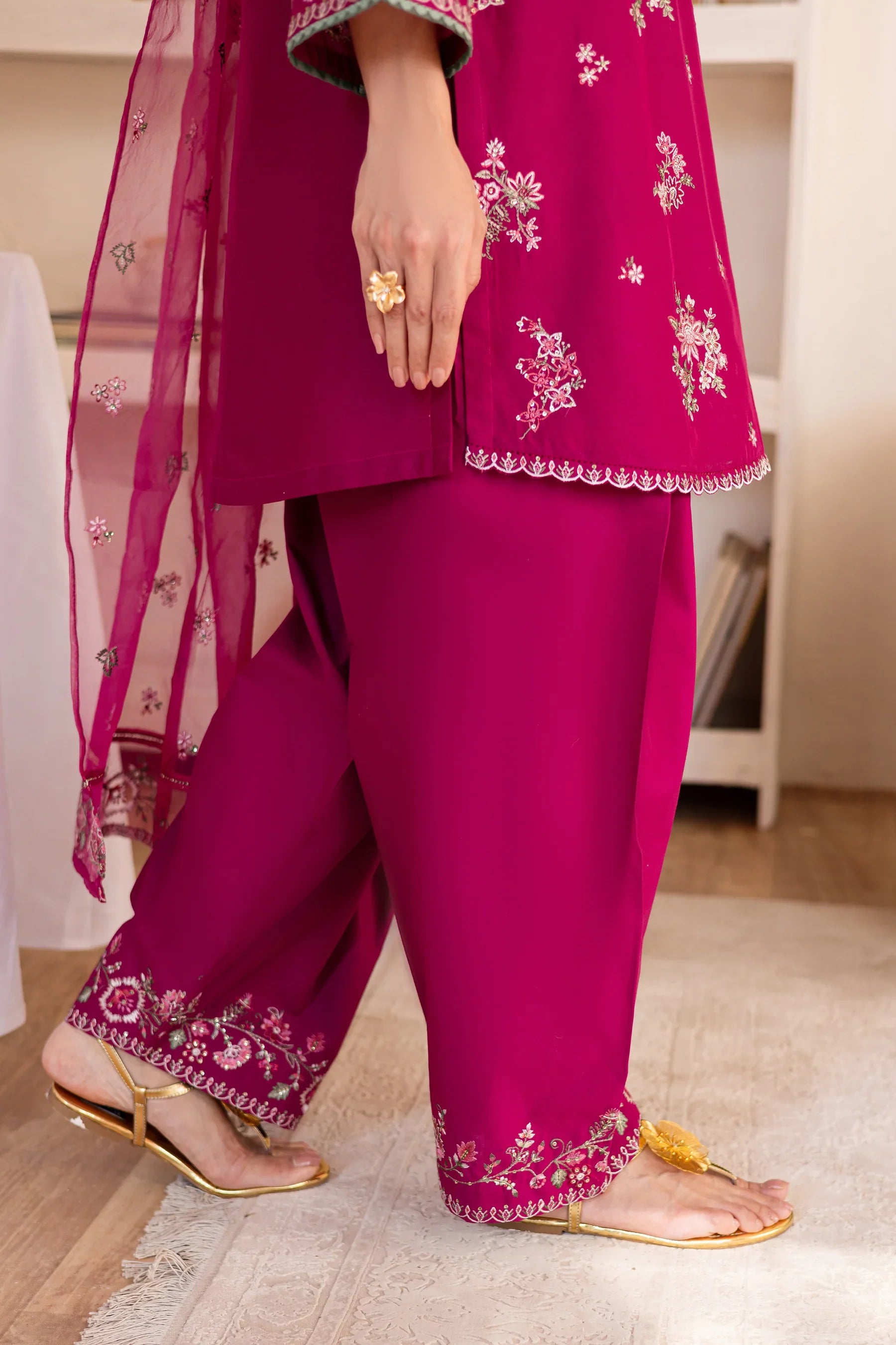 Rua 3Pc Embroidered Solid Dress